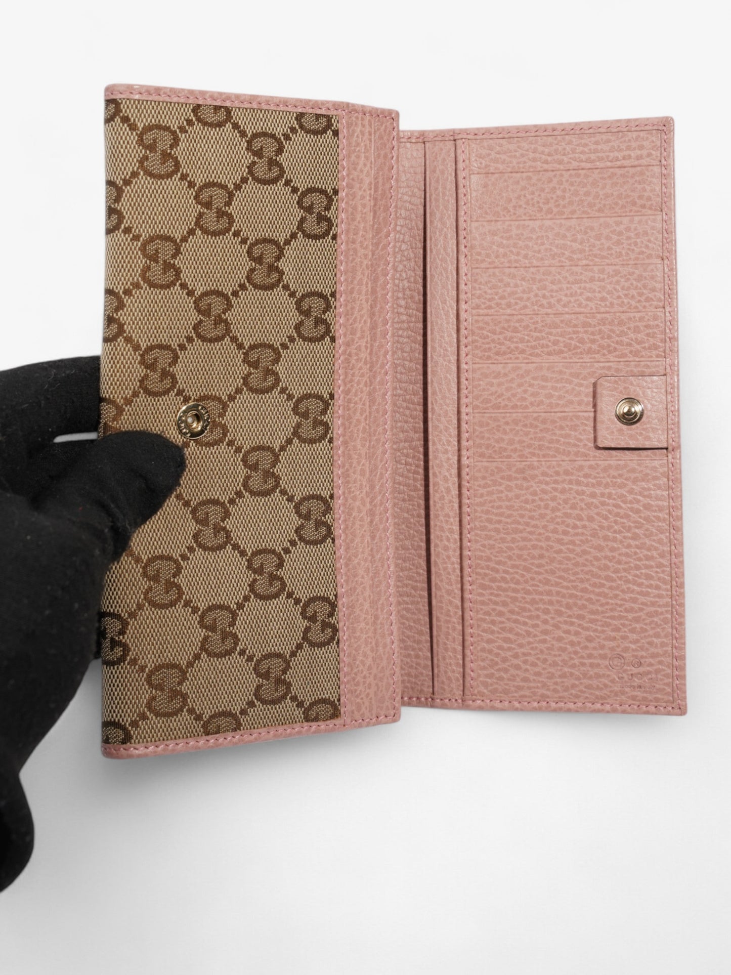 Gucci Two-Folded Wallet GG Supreme / Baby Pink Canvas