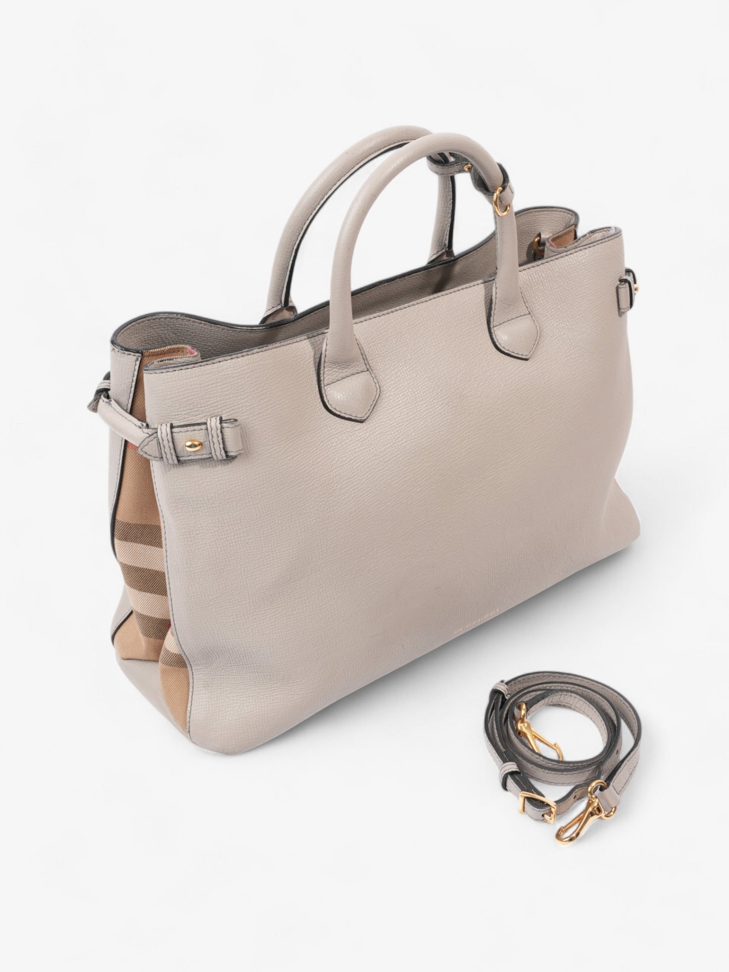 Burberry Banner Bag Grey / House Check Leather Large