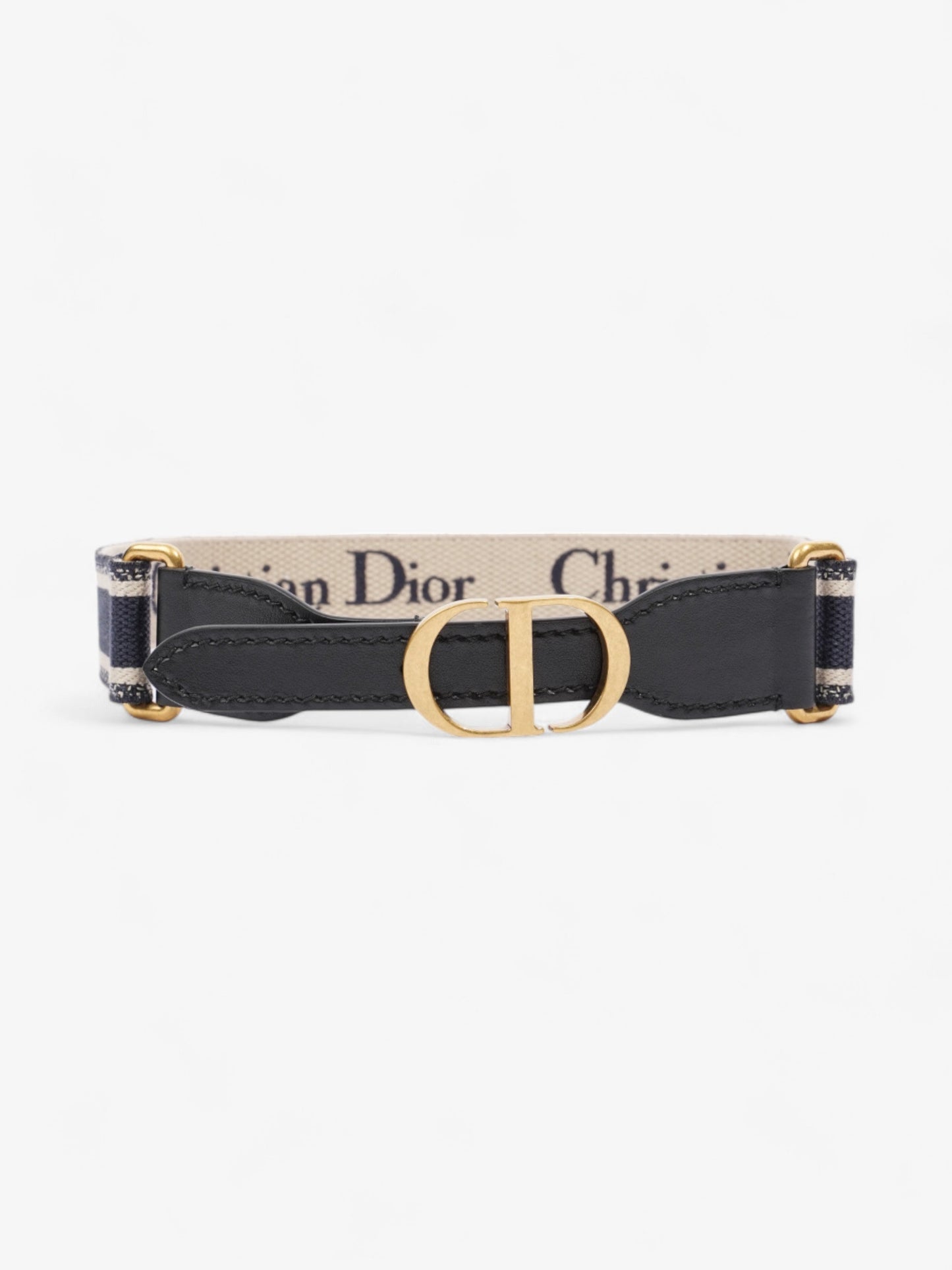 Christian Dior CD Belt Blue / Black / Gold Canvas Medium - 87.5cm