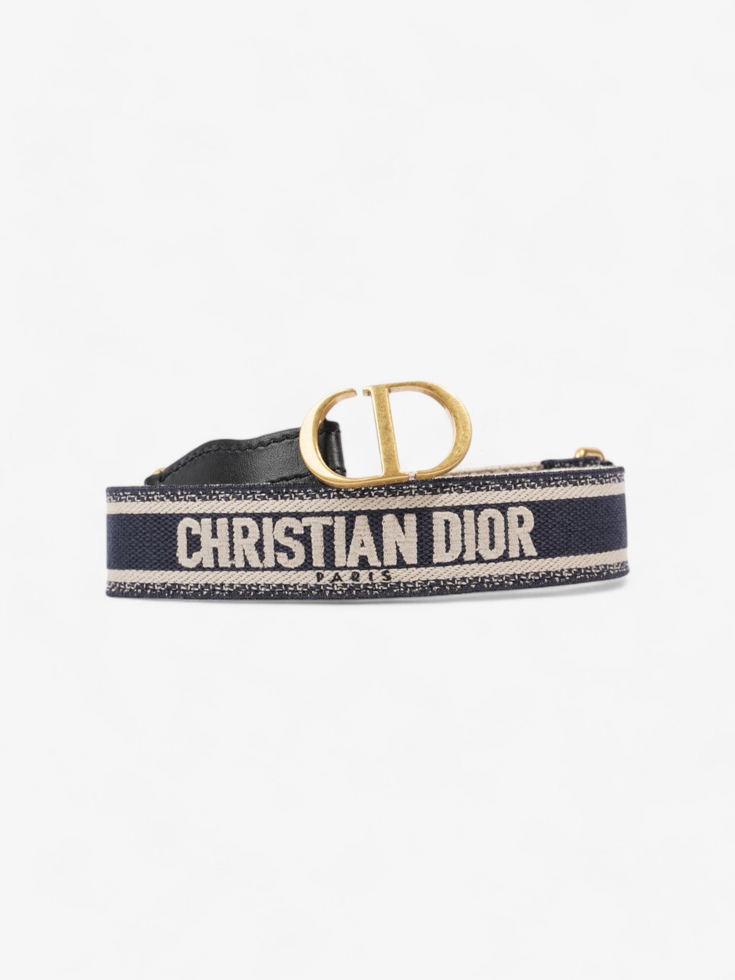 Christian Dior CD Belt Blue / Black / Gold Canvas Medium - 87.5cm