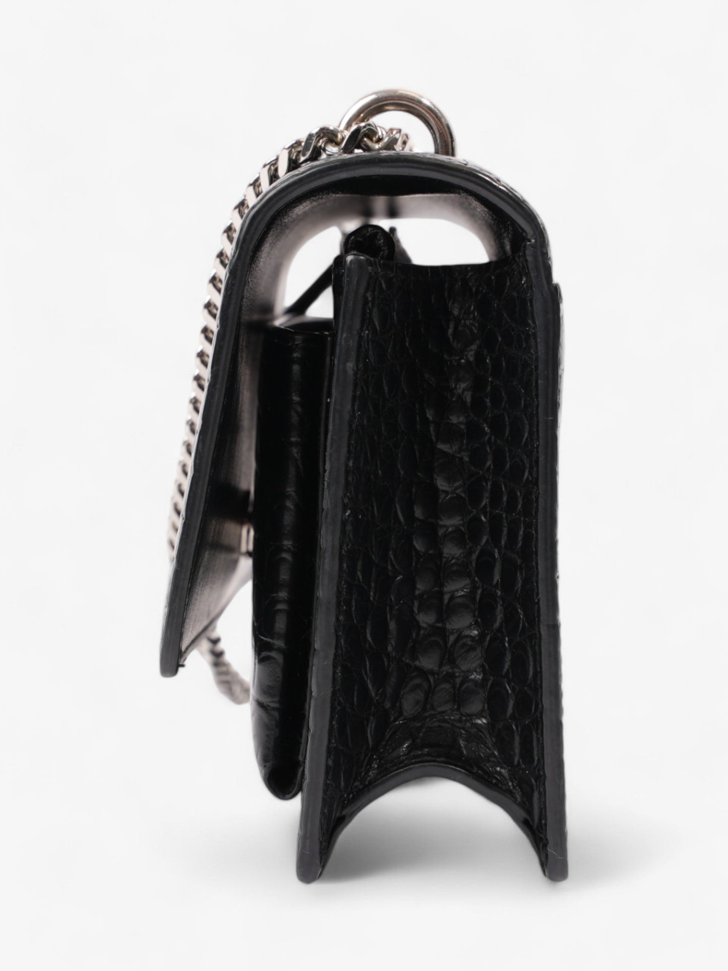 Saint Laurent Sunset Chain Wallet Black Embossed Leather