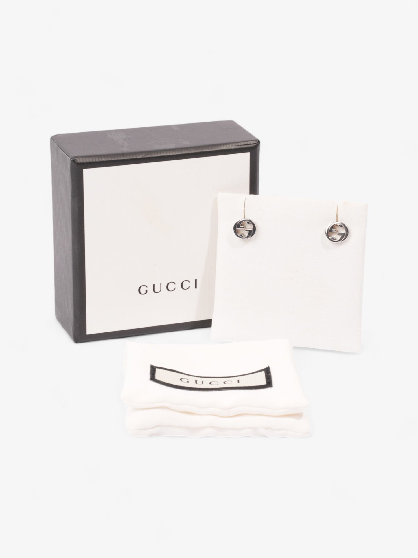 Gucci Interlocking G Earrings Silver Silver Sterling