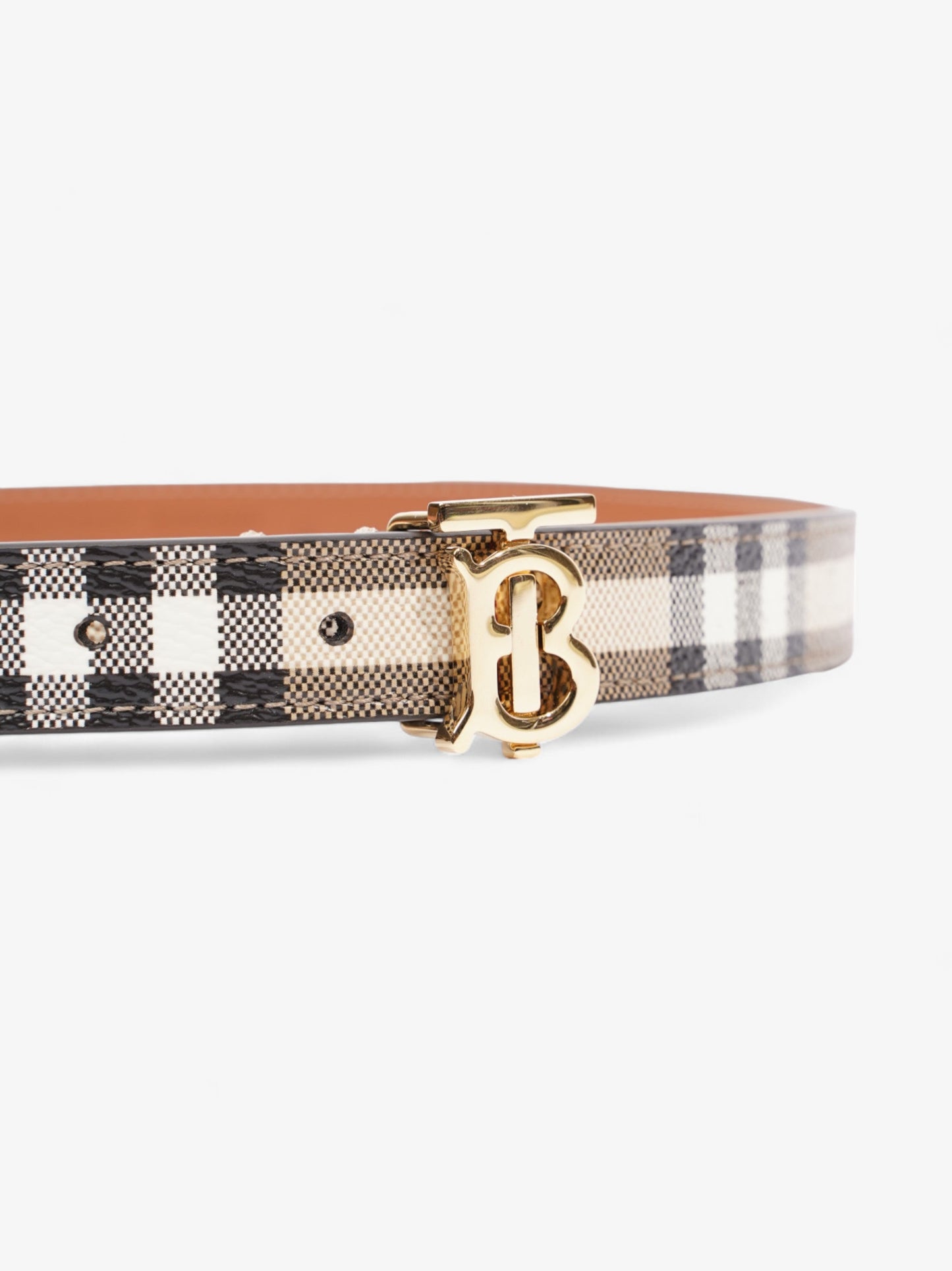 Burberry TB Belt Vintage Check / Light Gold Canvas Small (87cm)