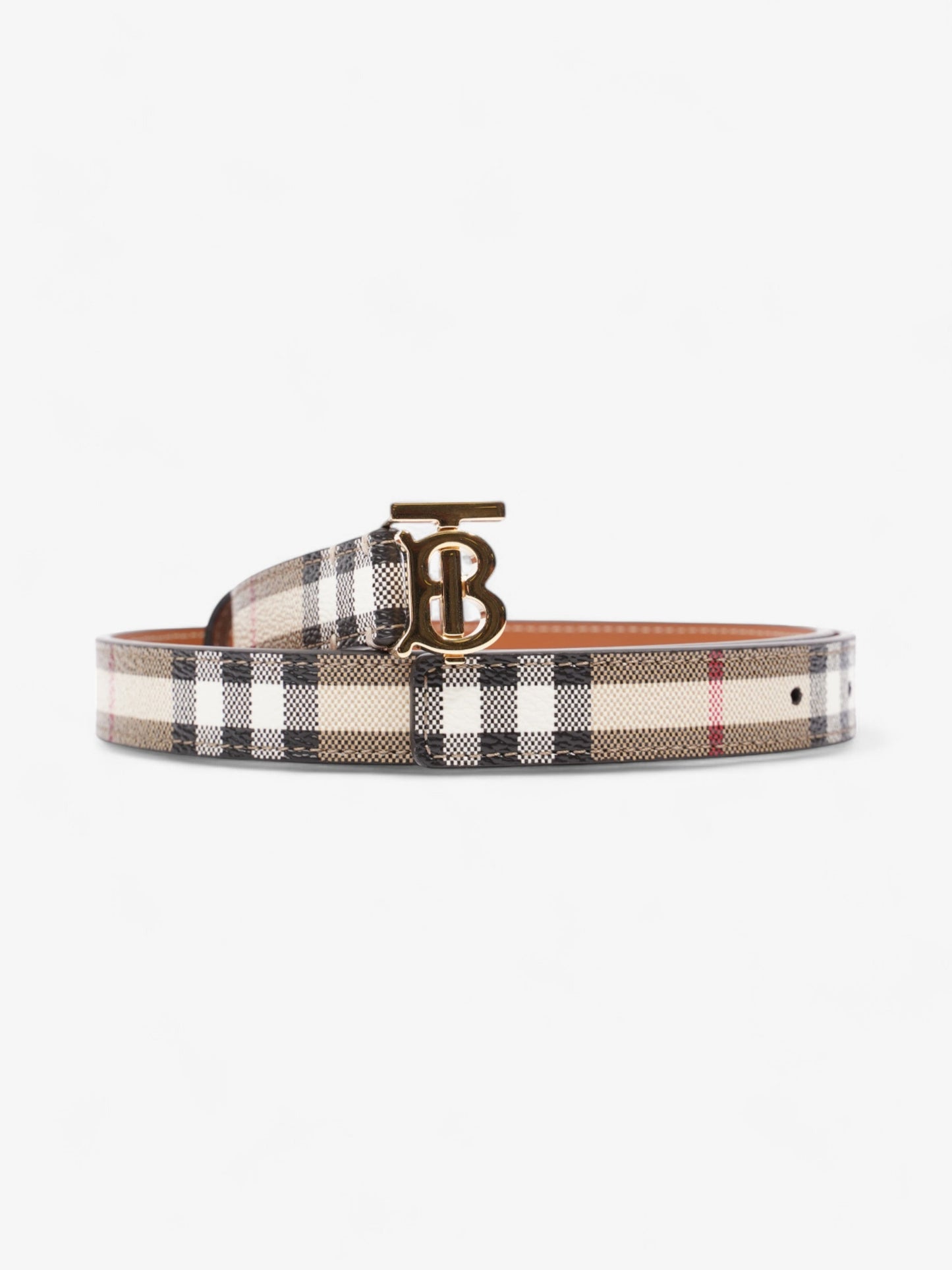 Burberry TB Belt Vintage Check / Light Gold Canvas Small (87cm)