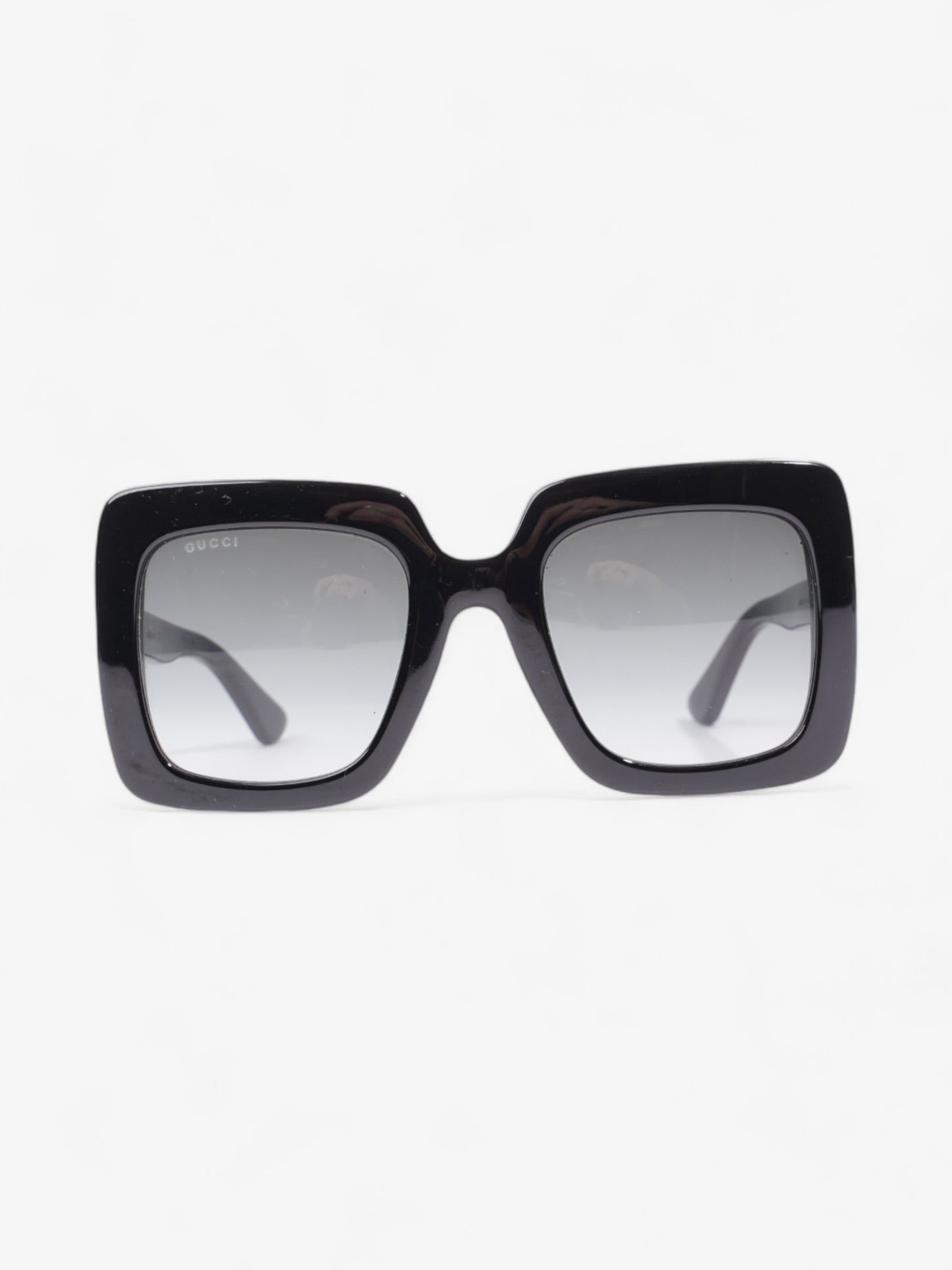 Gucci Oversized Square Sunglasses Black / Gold Acetate 145mm