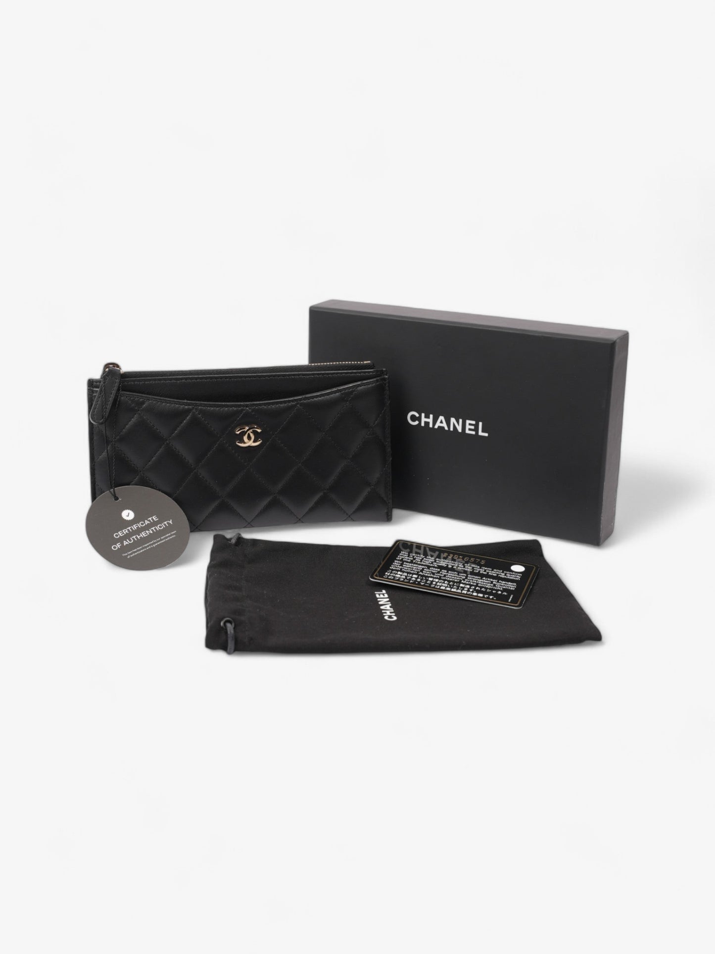 Chanel Zip Wallet Black Lambskin Leather