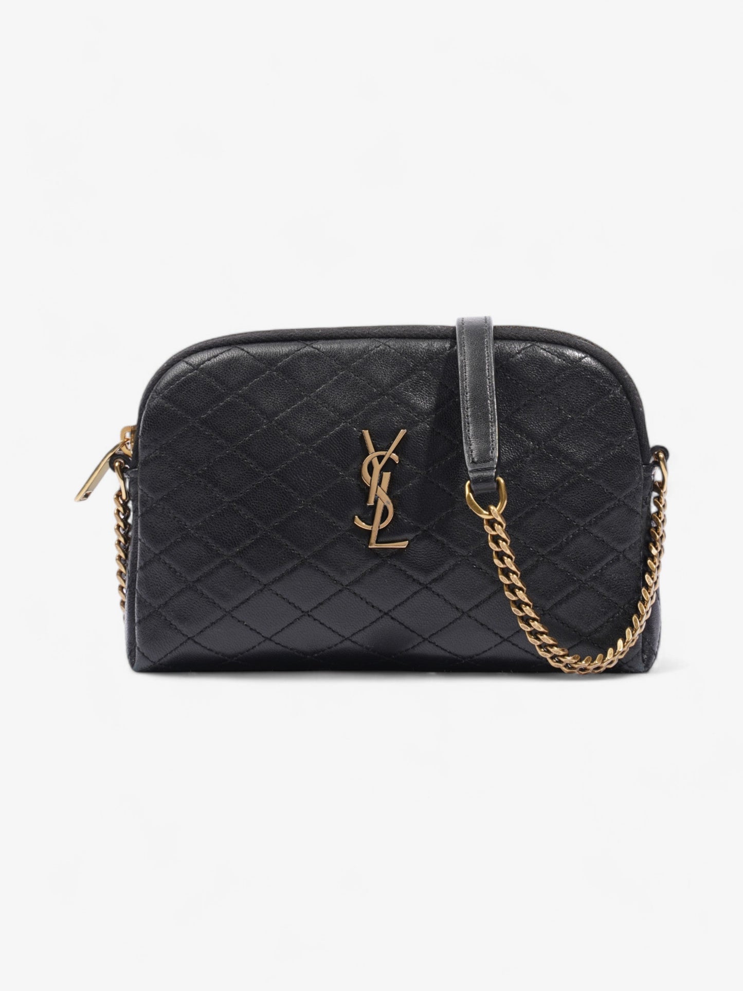Saint Laurent Gaby Black Matelasse Leather Mini