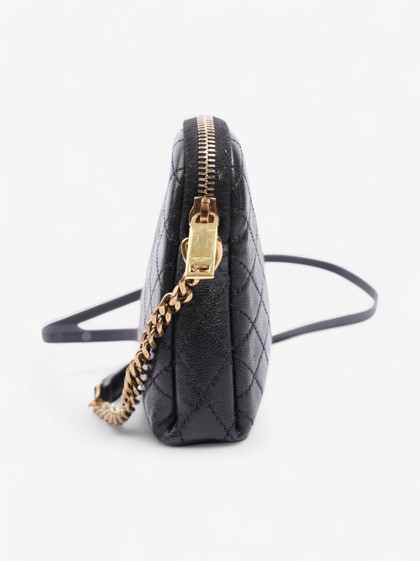Saint Laurent Gaby Black Matelasse Leather Mini