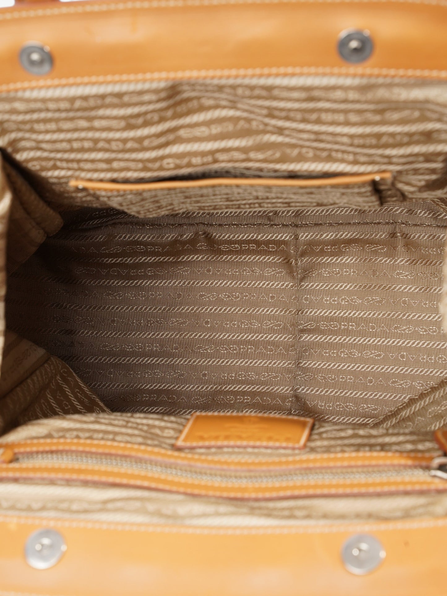 Prada Logo Tote Beige Canvas