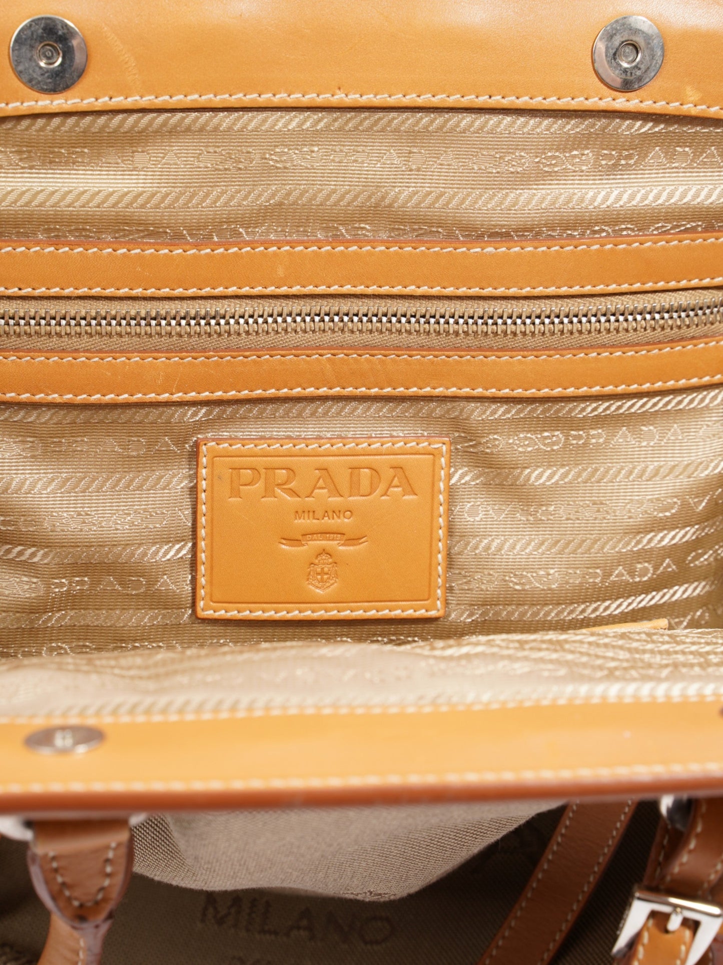 Prada Logo Tote Beige Canvas
