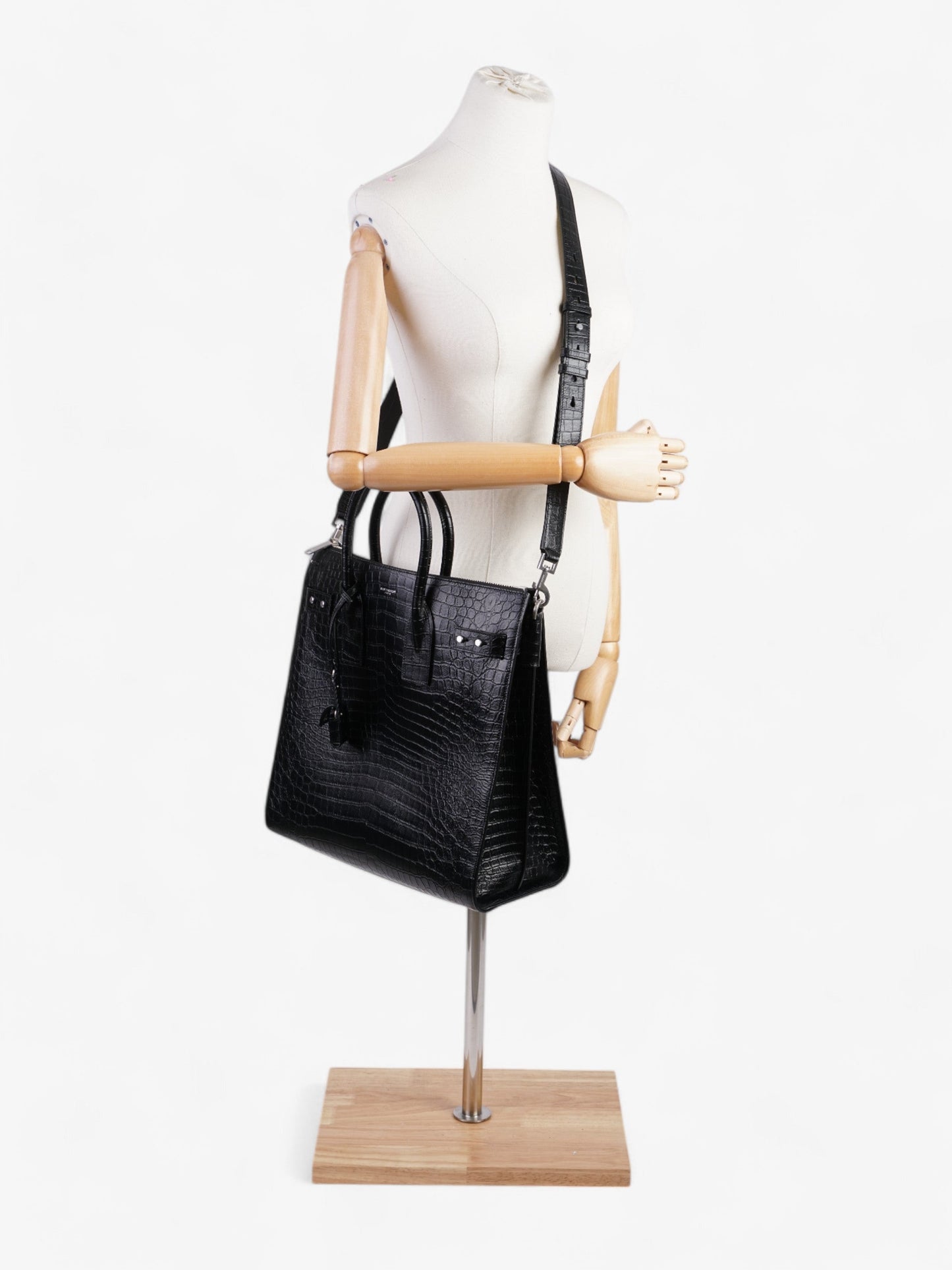 Saint Laurent Sac De Jour Black Embossed Leather North/South