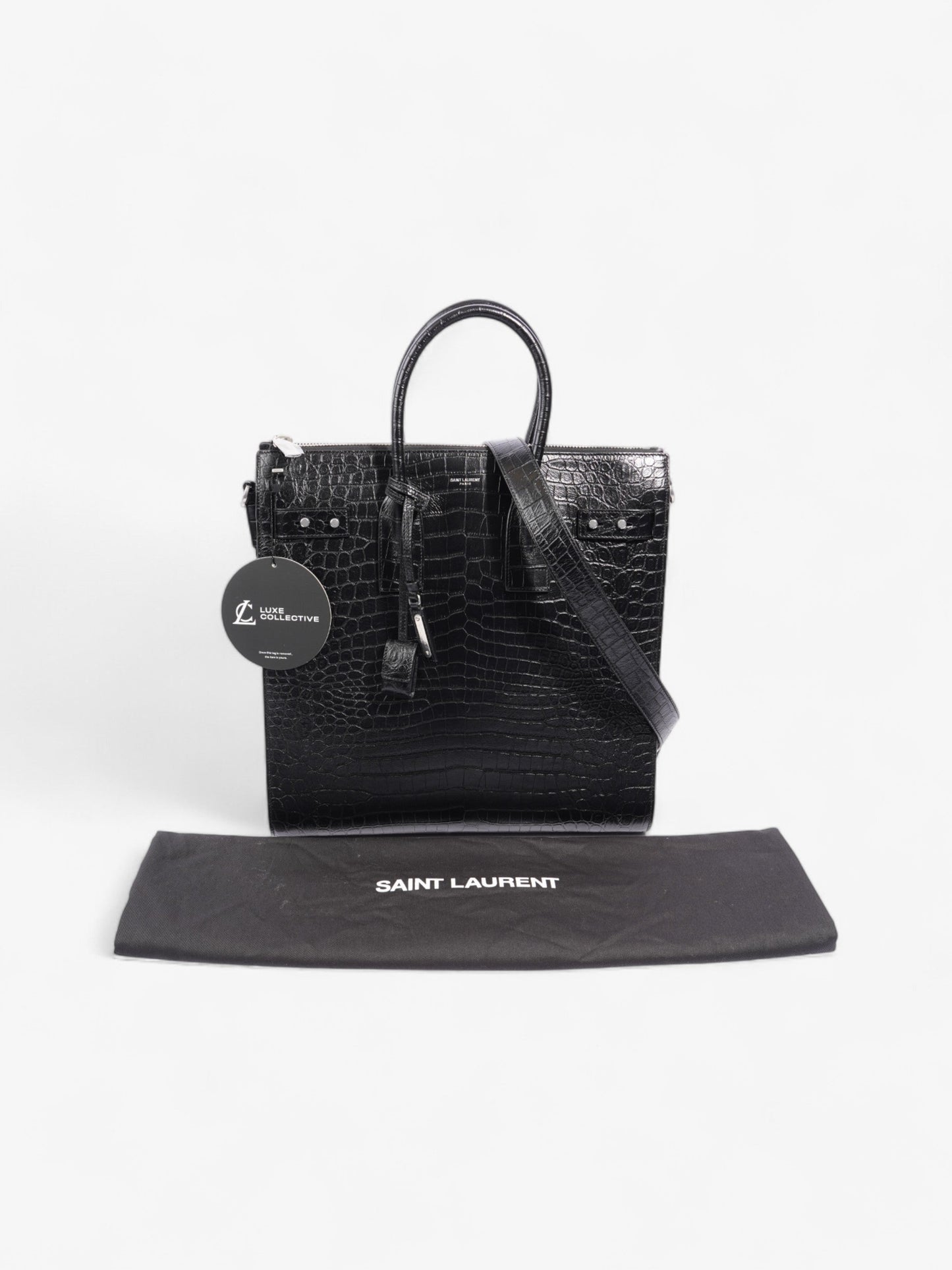 Saint Laurent Sac De Jour Black Embossed Leather North/South