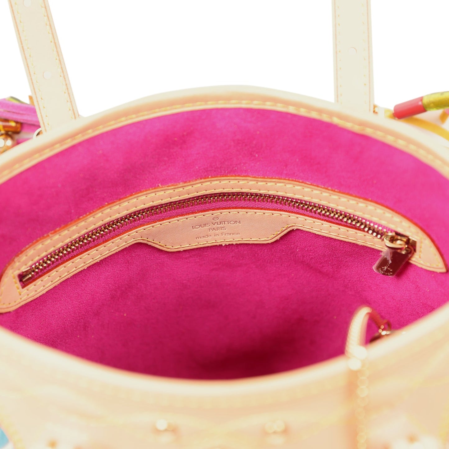 Louis Vuitton Vintage White Multicolor Fringe Bucket Bag