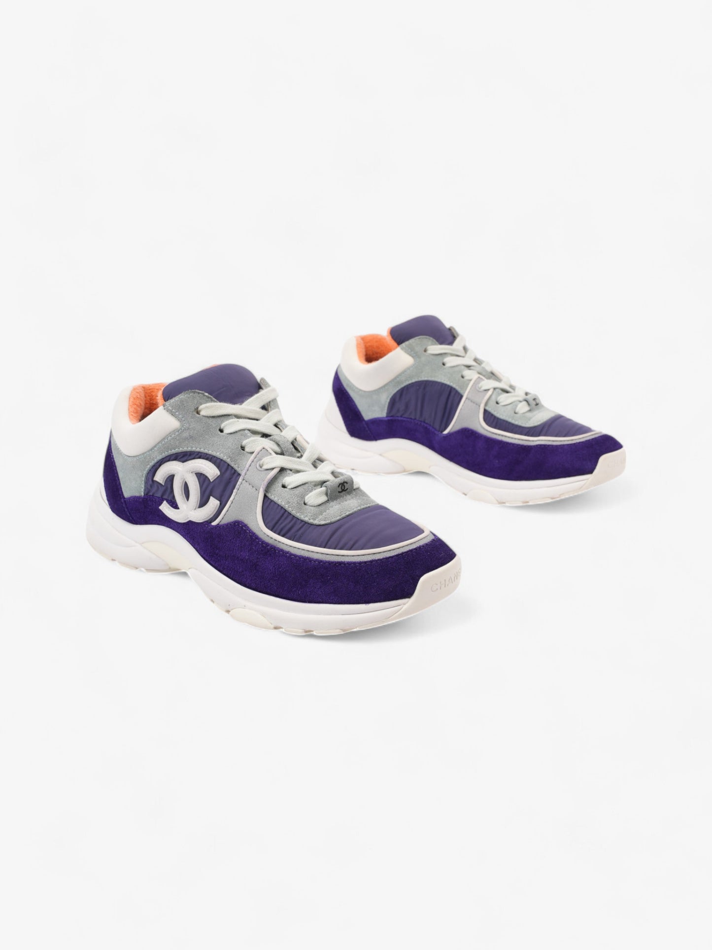 Chanel CC Logo Sneakers Blue / White / Orange Suede EU 39.5 UK 6.5