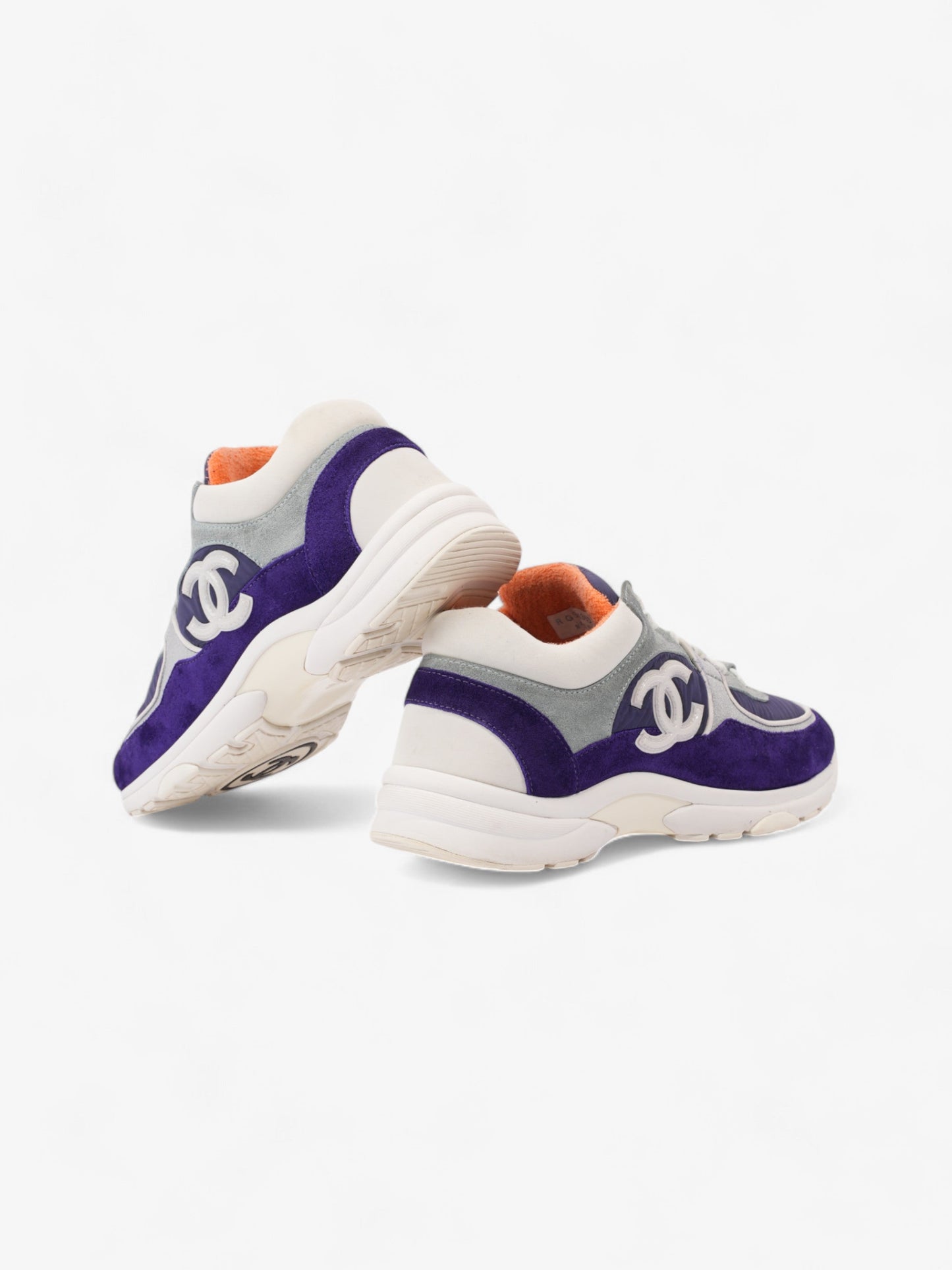 Chanel CC Logo Sneakers Blue / White / Orange Suede EU 39.5 UK 6.5