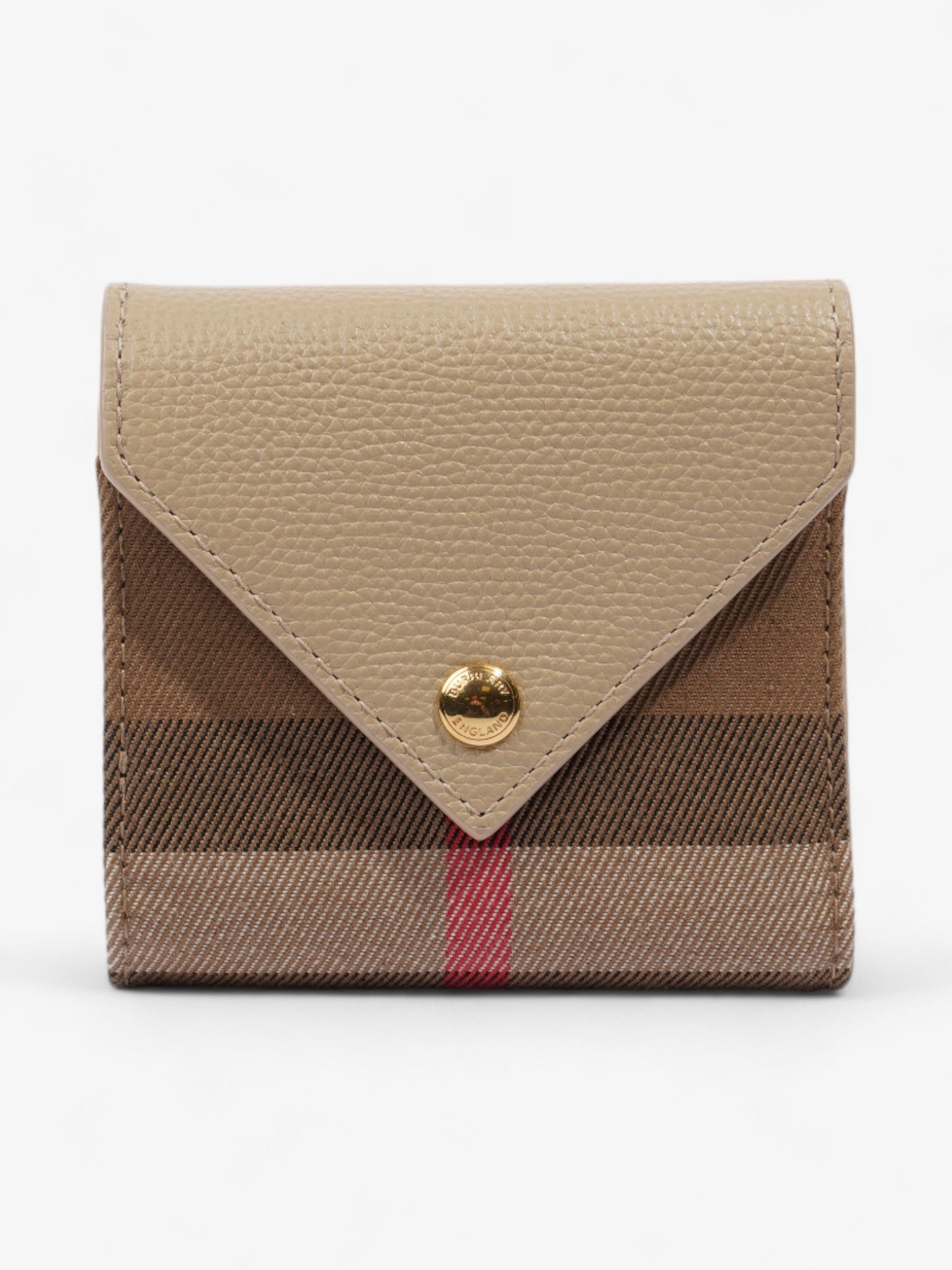 Burberry Fold Triangular Flap Wallet Nova Check / Beige Canvas