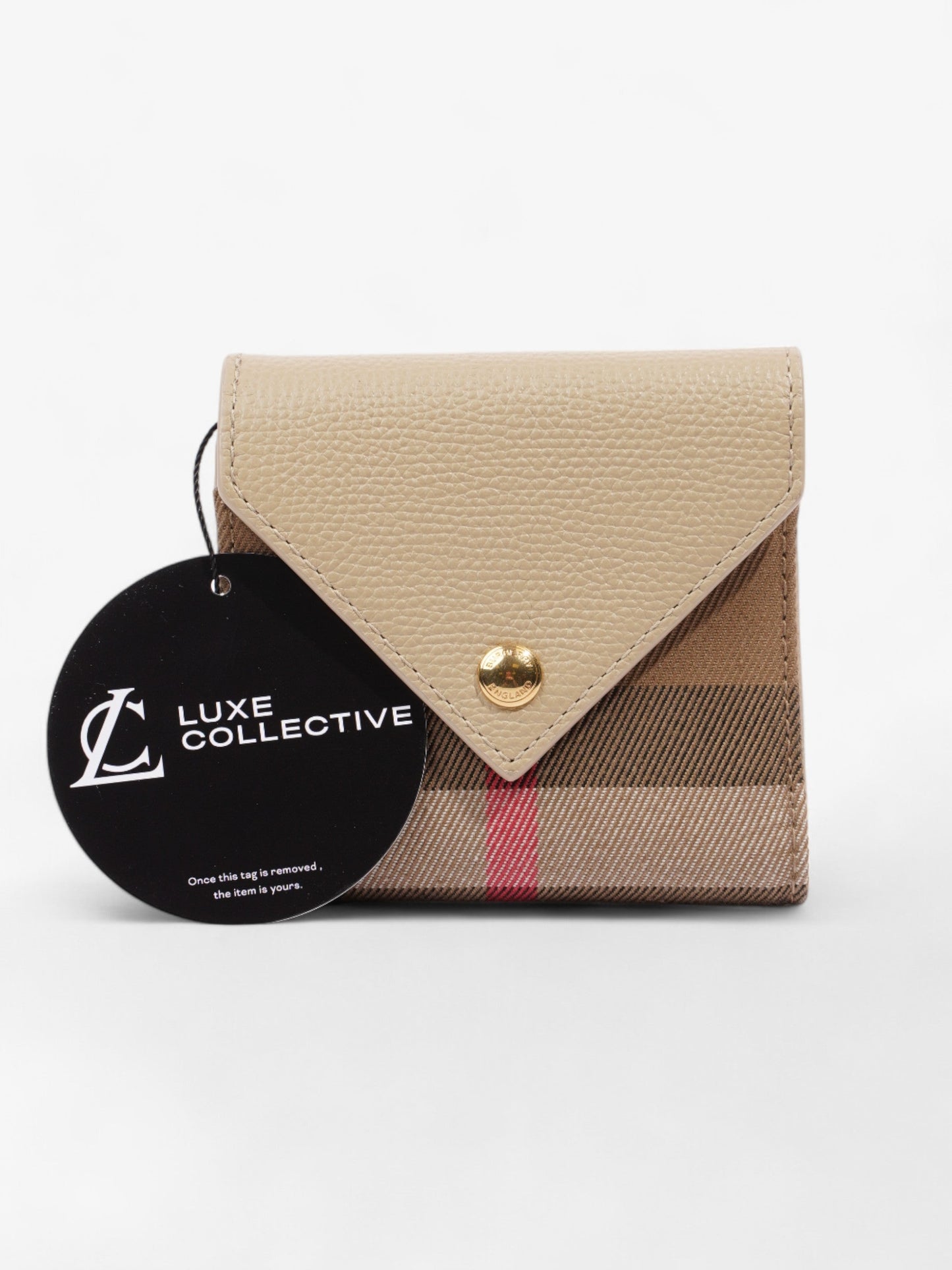 Burberry Fold Triangular Flap Wallet Nova Check / Beige Canvas