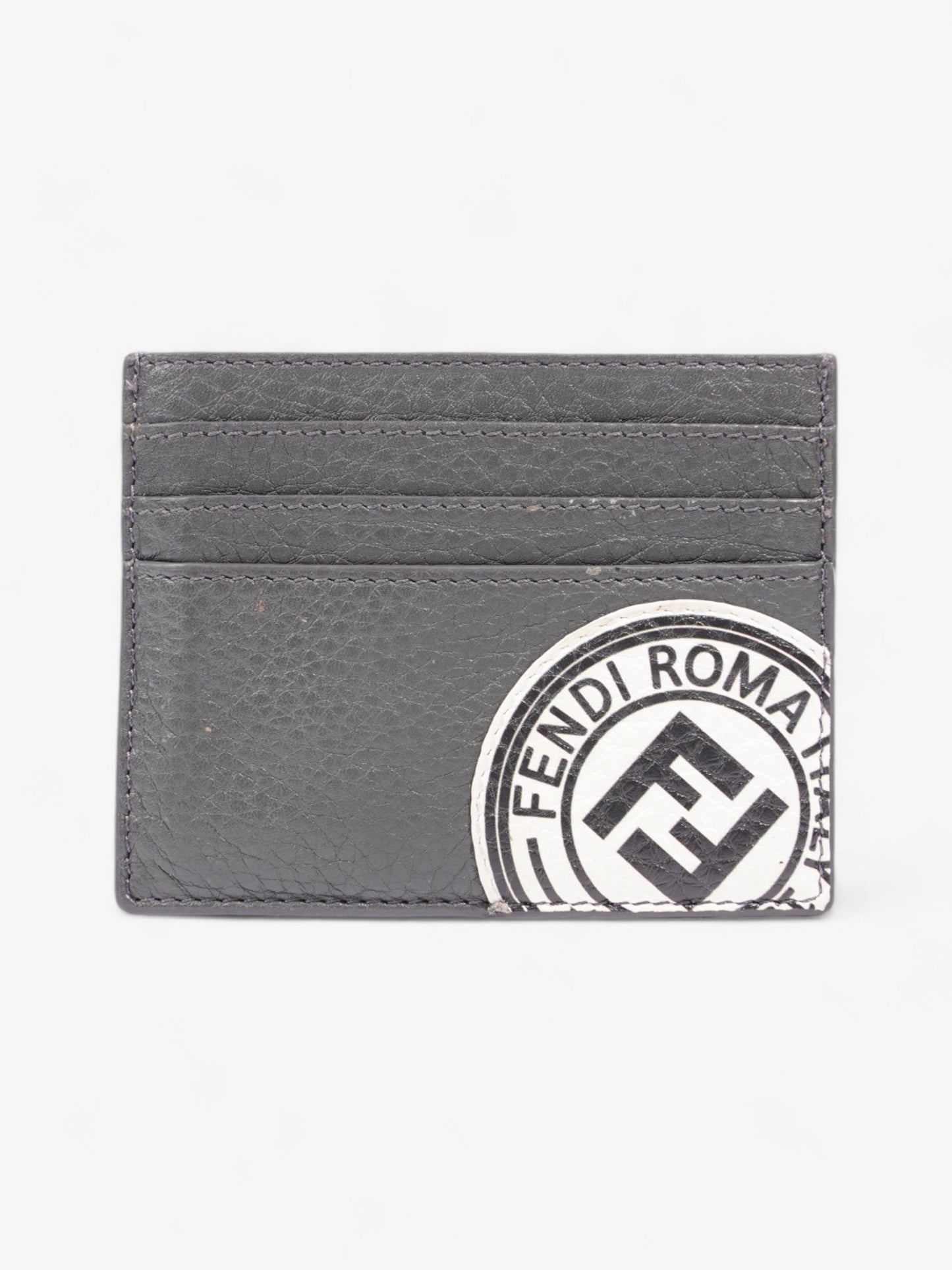 Fendi Roma Card Holder Charcoal / White Leather