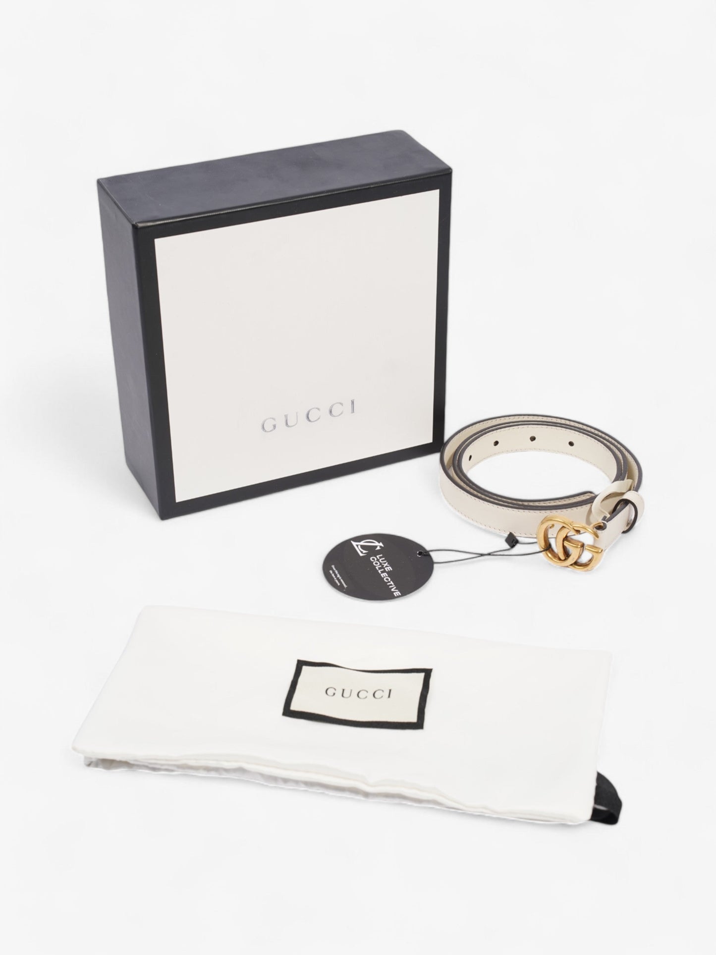 Gucci GG Marmont Thin Belt Cream / Gold Leather 85cm / 34"
