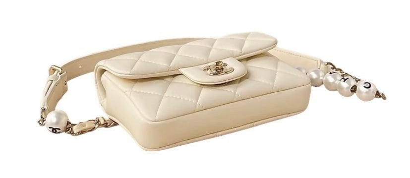 Chanel My Precious Pearls Waist Bag Quilted Lambskin Mini Belt Bag