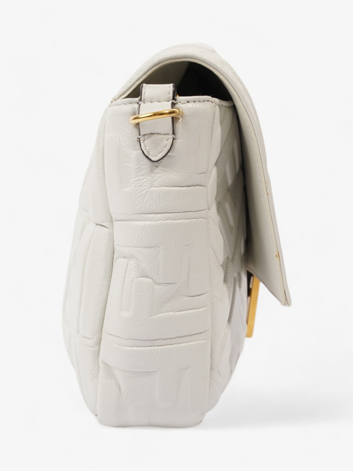 Fendi Baguette White Embossed Leather