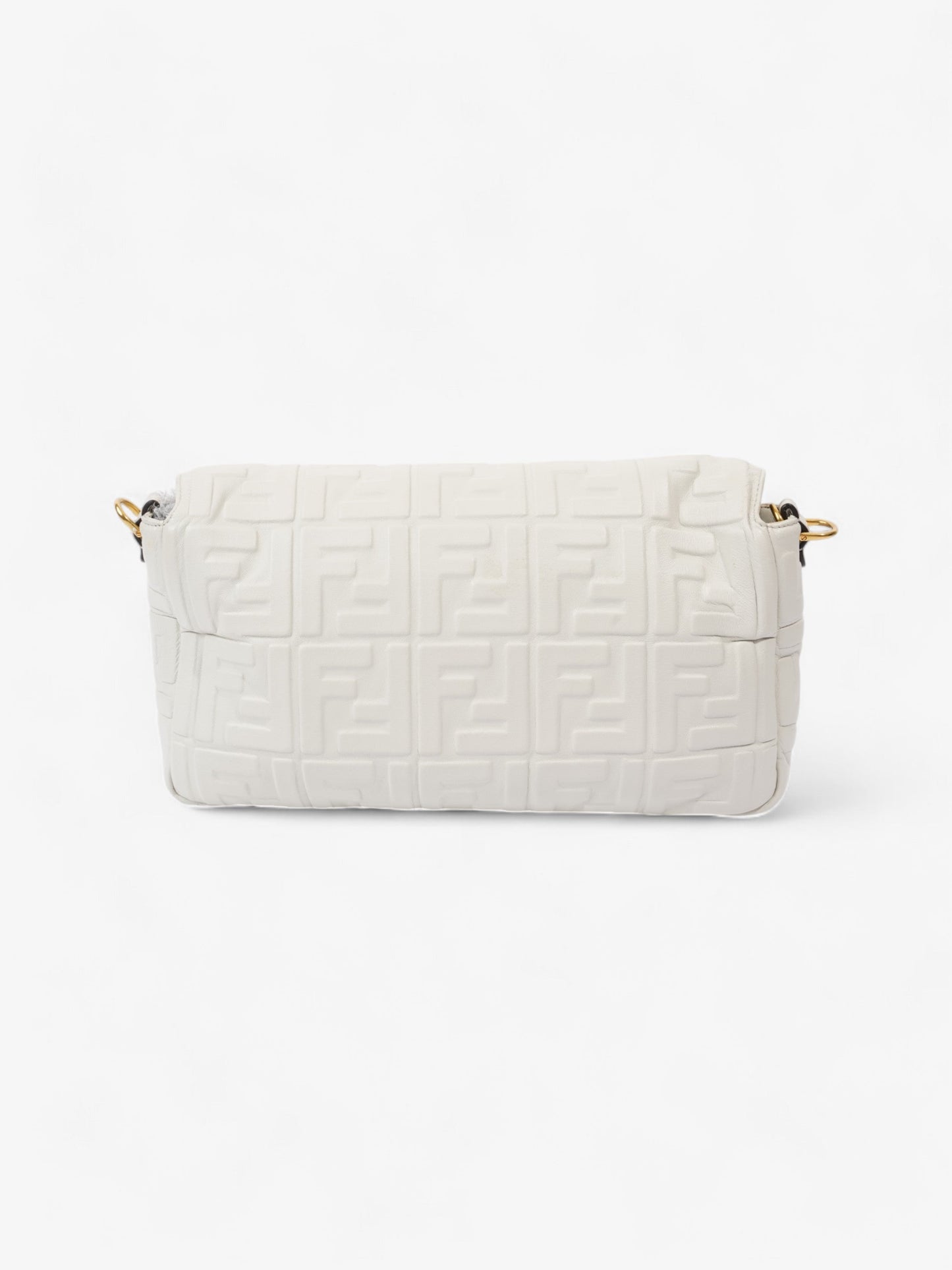 Fendi Baguette White Embossed Leather