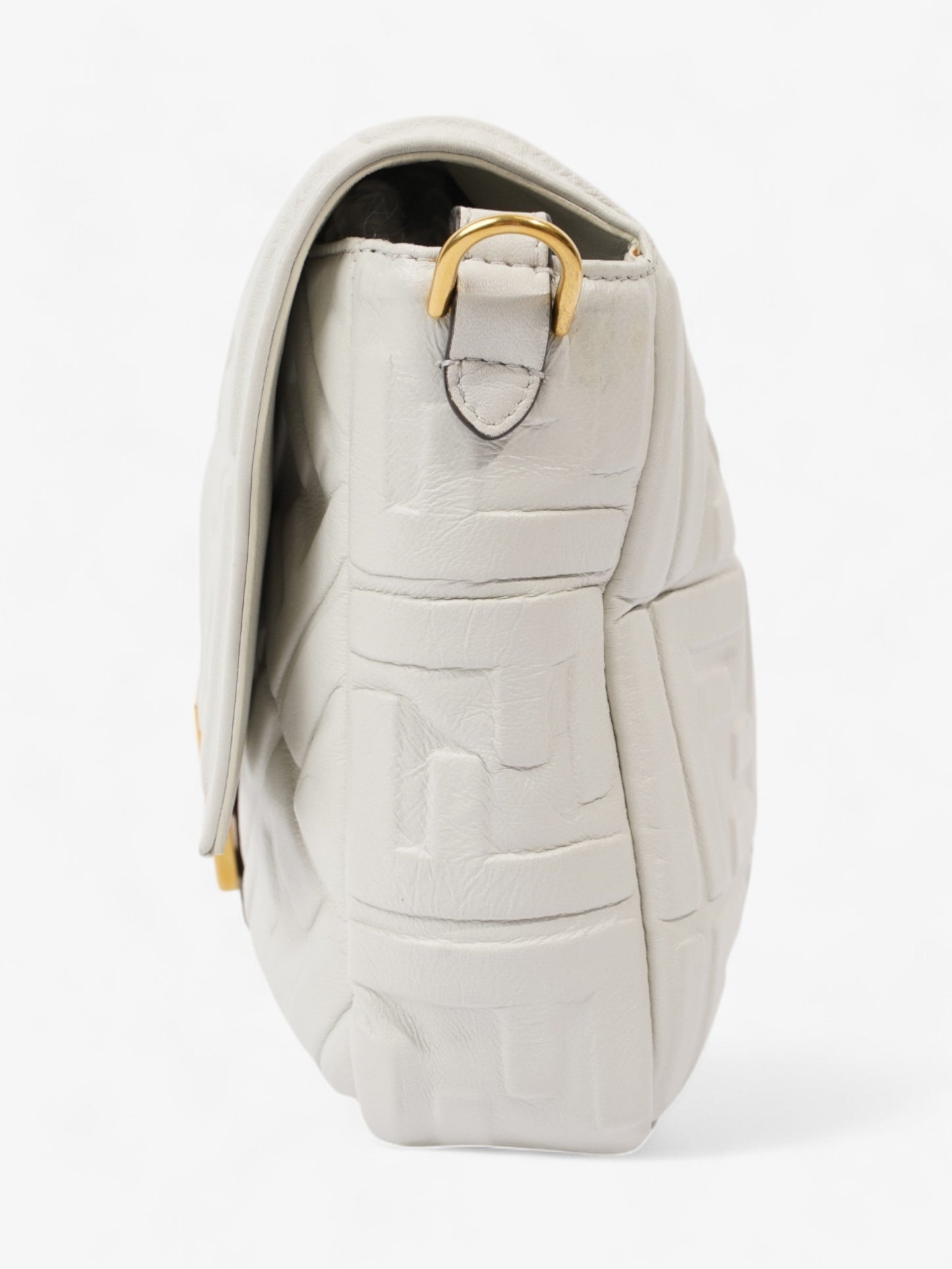 Fendi Baguette White Embossed Leather