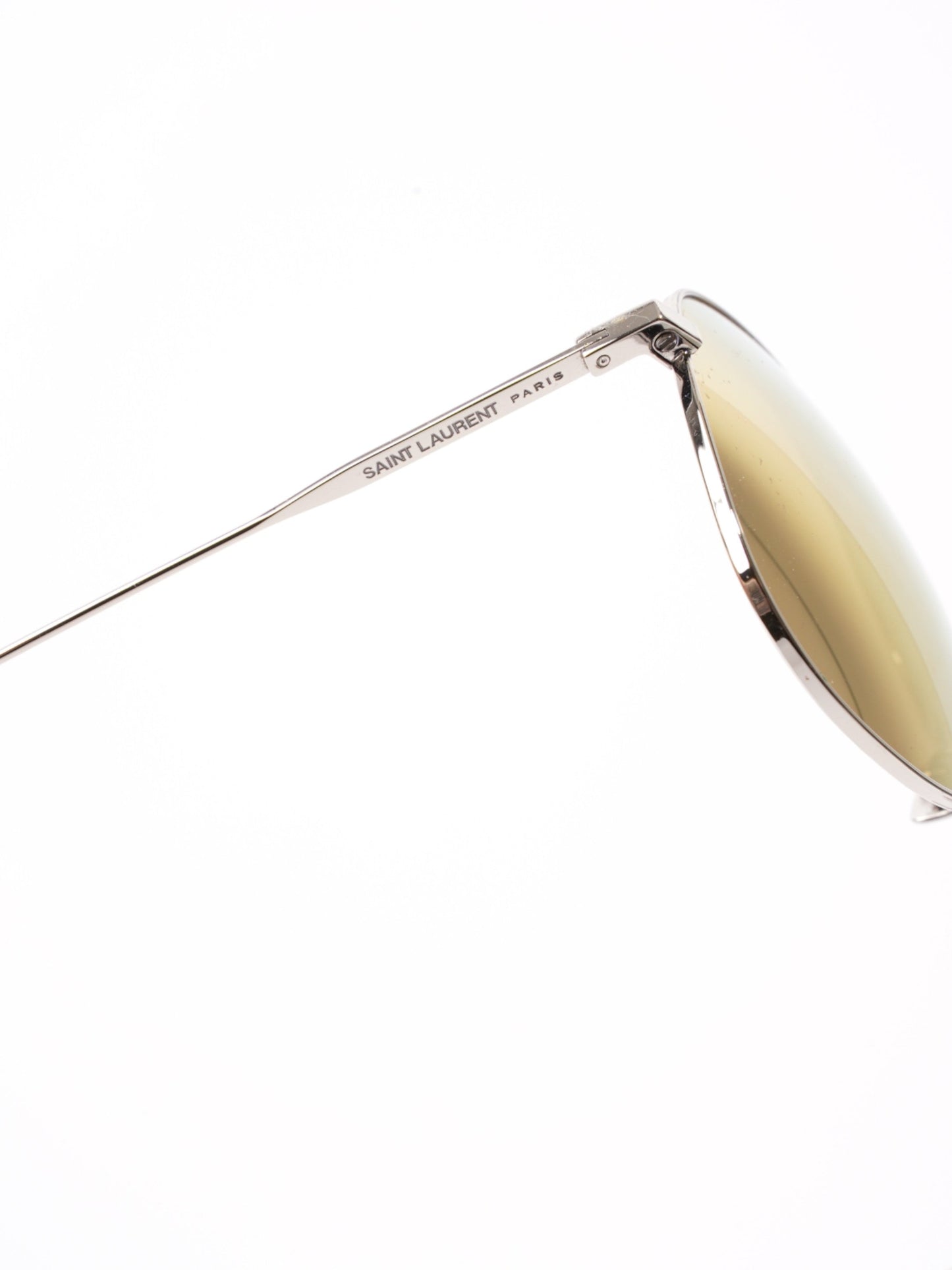 Saint Laurent Classic 11 Aviator Sunglasses Silver / Yellow Lends Base Metal 145mm