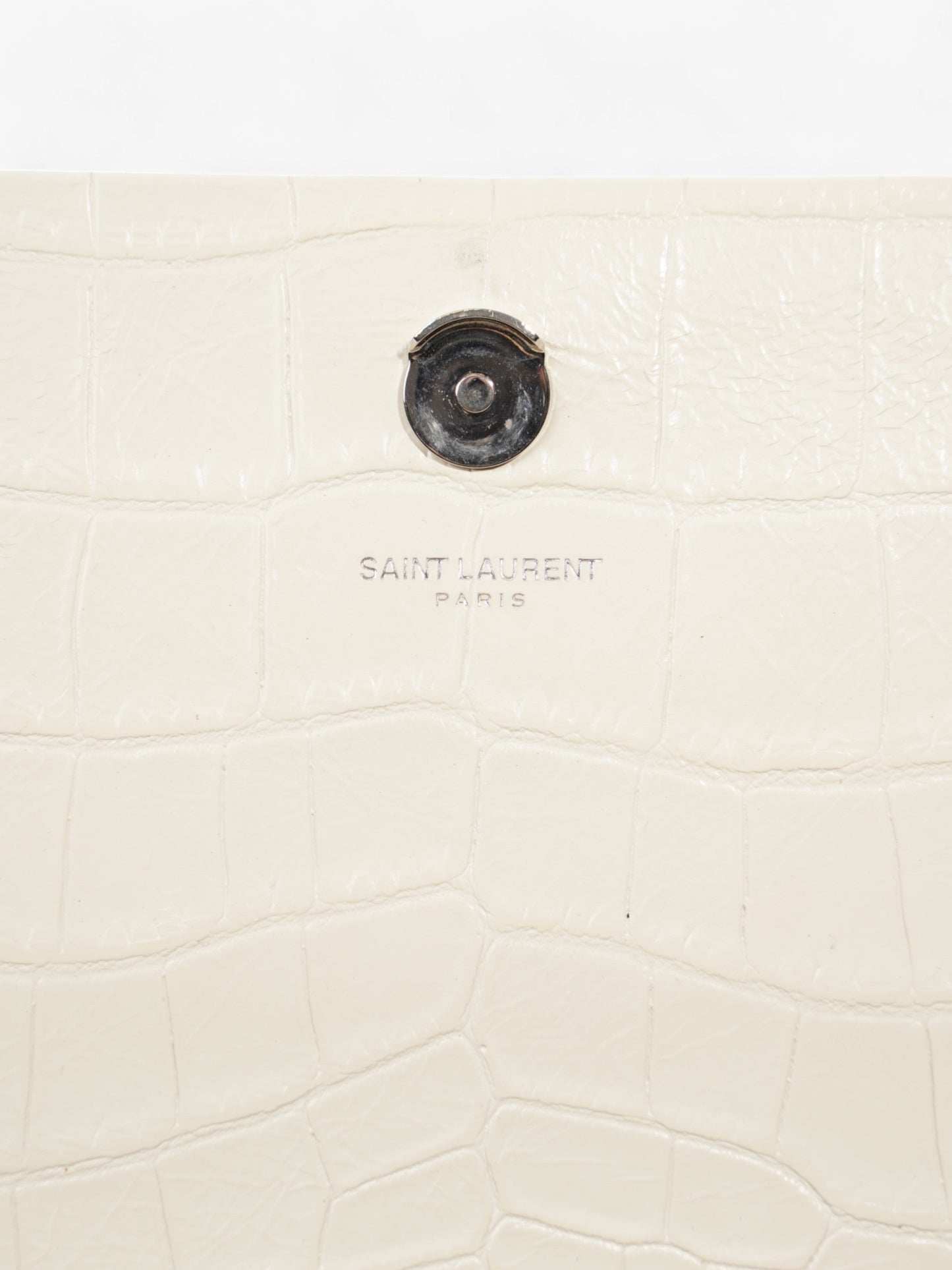 Saint Laurent Kate Tassel Bag White Embossed Leather Medium