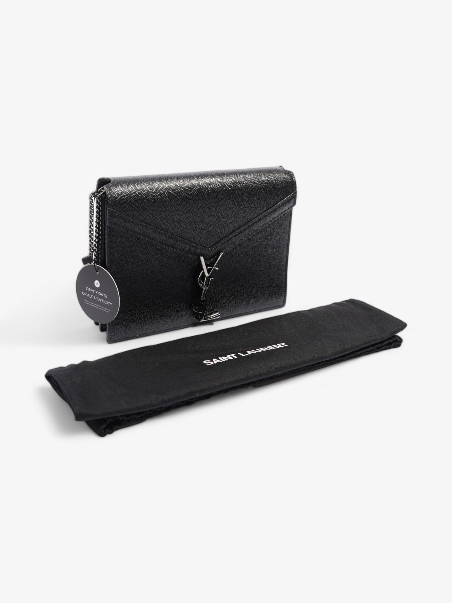 Saint Laurent Cassandra Chain Wallet Black Calfskin Leather