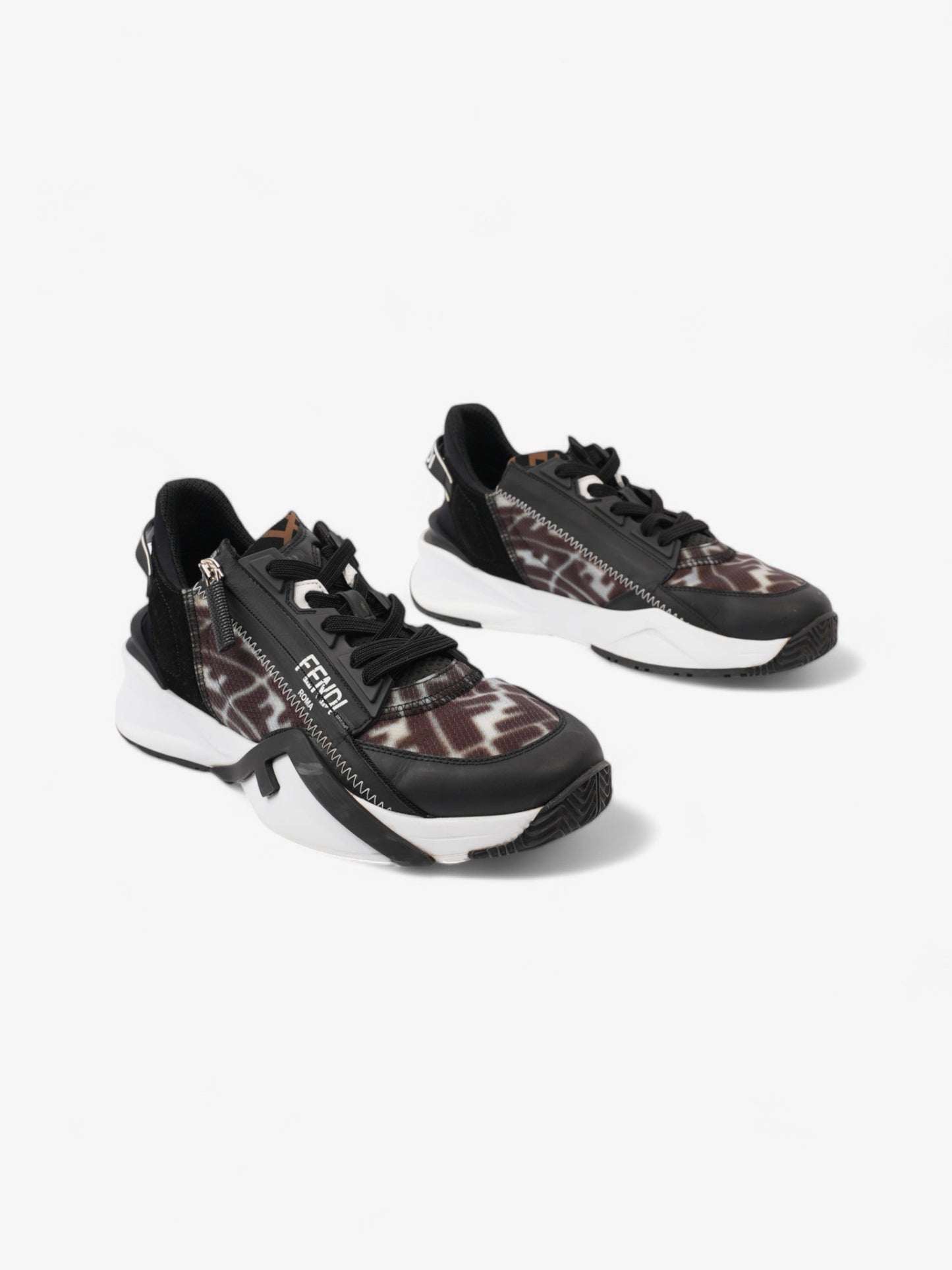 Fendi Flow Sneakers Black / White Canvas EU 38 UK 5