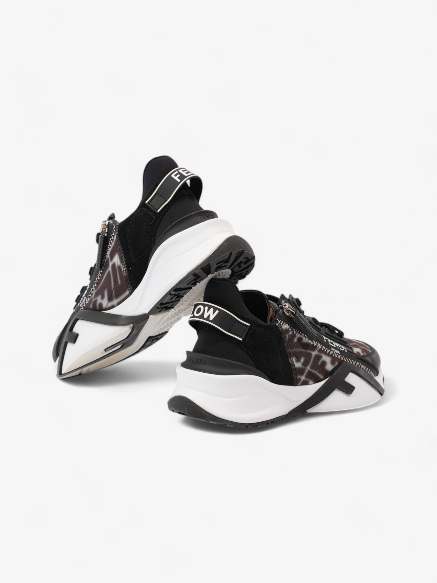 Fendi Flow Sneakers Black / White Canvas EU 38 UK 5