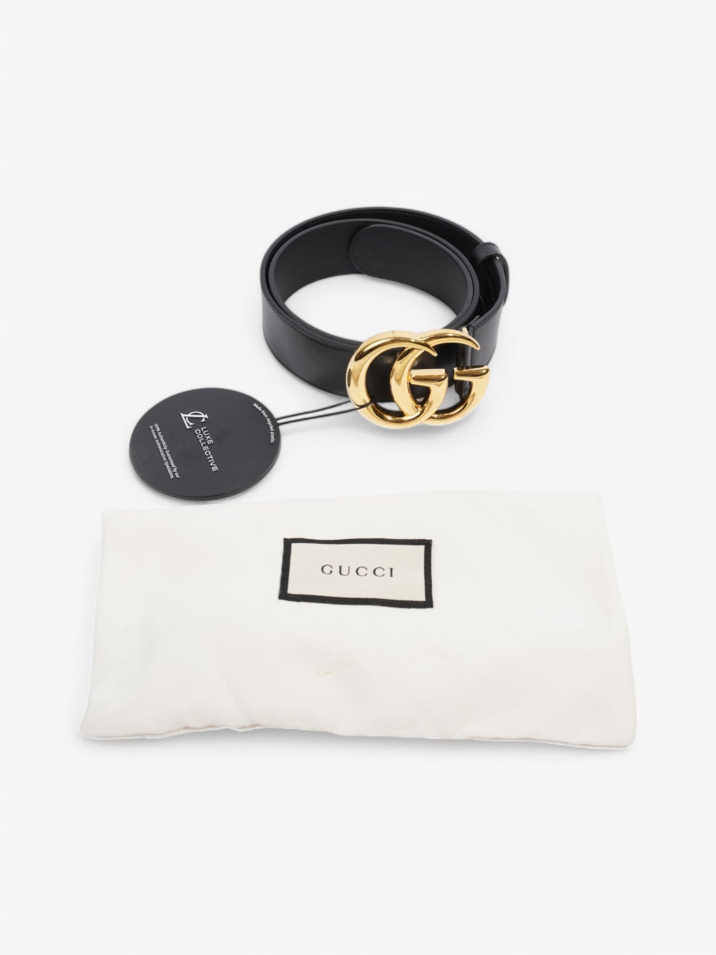 Gucci GG Marmont Belt Black / Gold Leather 75cm / 30"