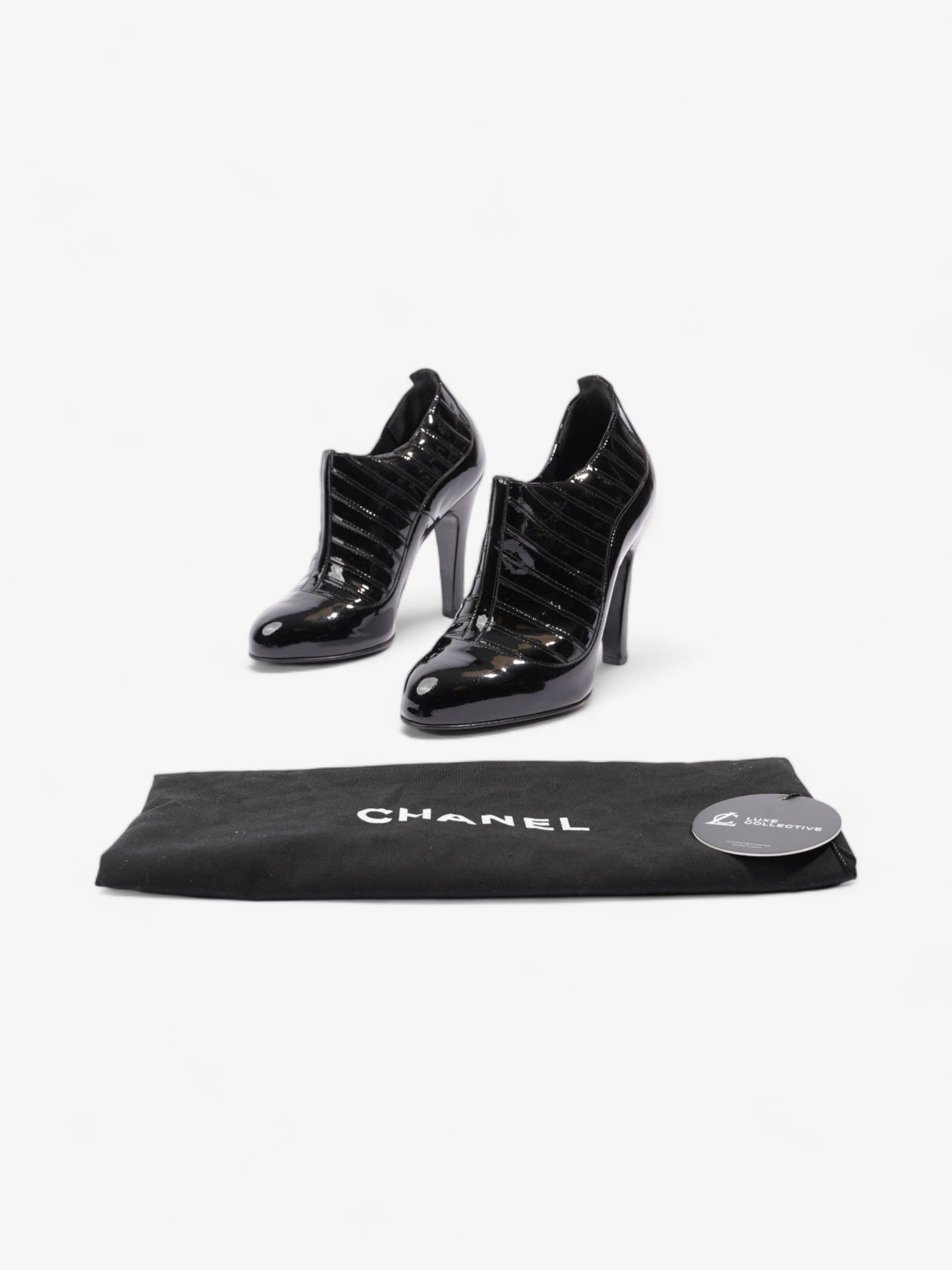 Chanel Patent Leather Ankle Boots 100 Black Patent Leather EU 38 UK 5