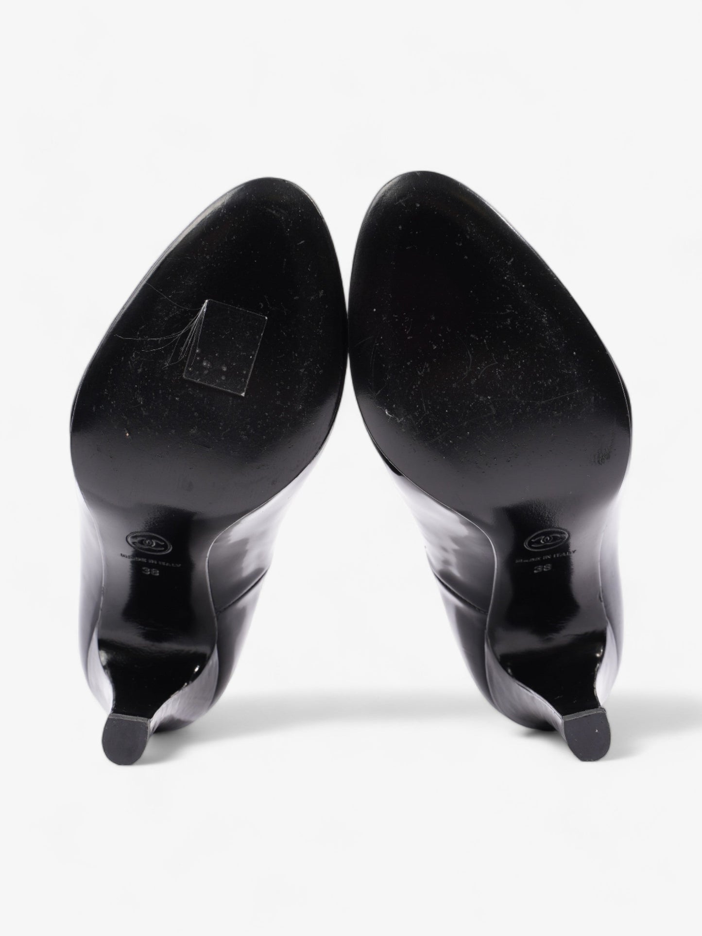 Chanel Patent Leather Ankle Boots 100 Black Patent Leather EU 38 UK 5