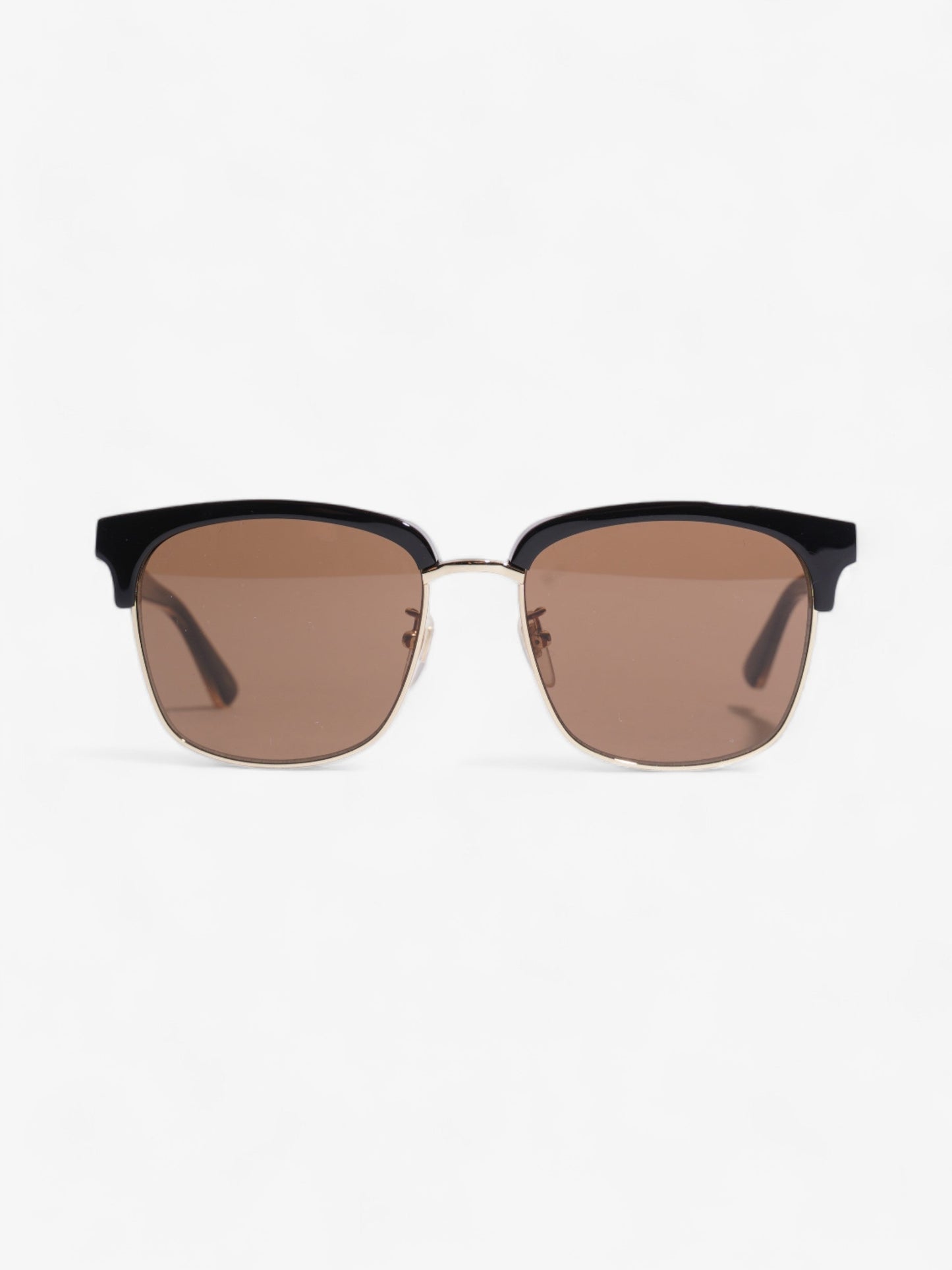 Gucci Rectangular Framed Sunglasses Black / Gold Acetate 145mm