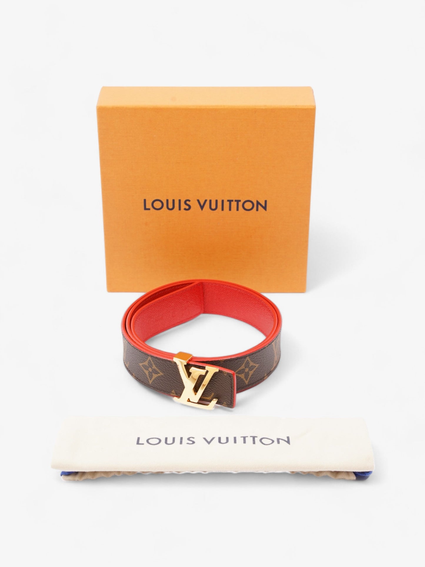 Louis Vuitton Initials Reversible Belt Monogram / Red Coated Canvas 80cm 32"