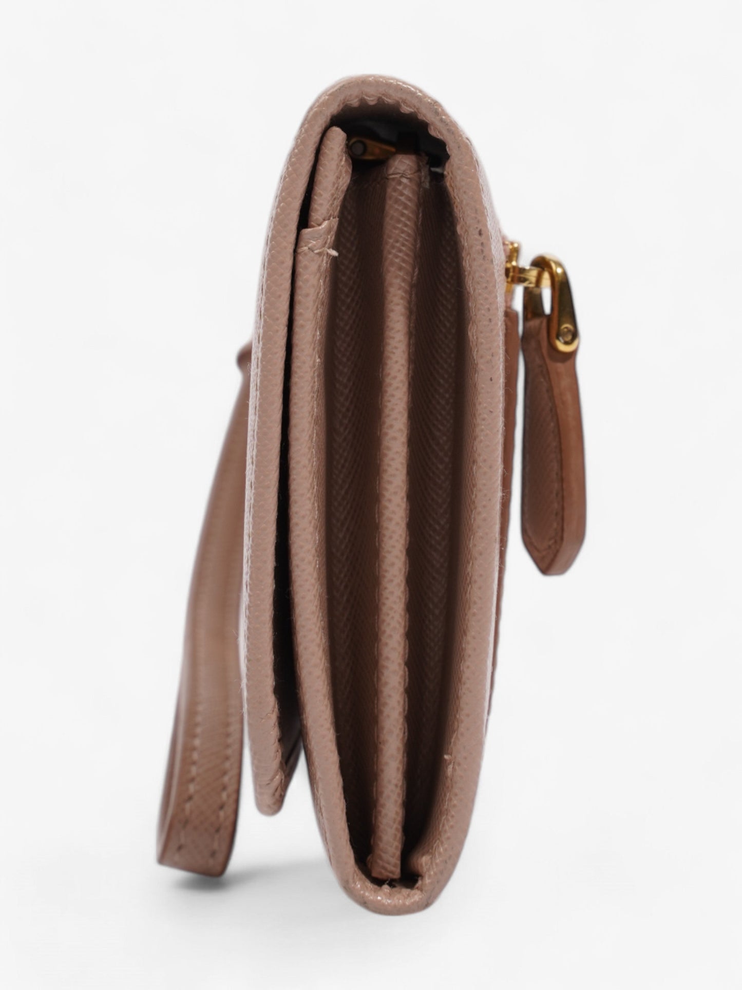 Prada Continental Flap Wallet Beige Saffiano Leather