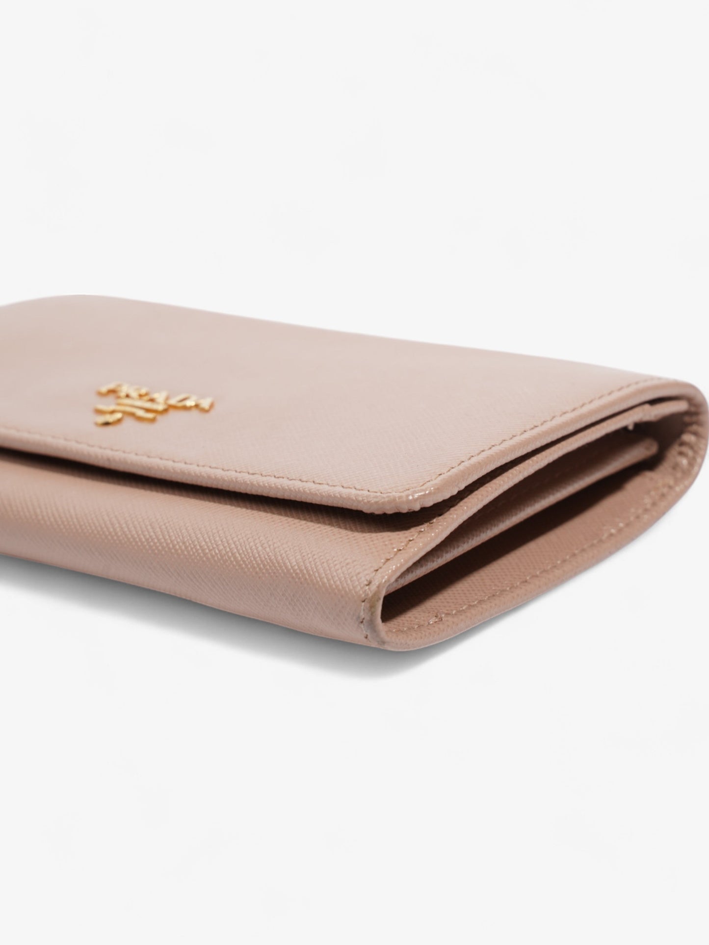 Prada Continental Flap Wallet Beige Saffiano Leather