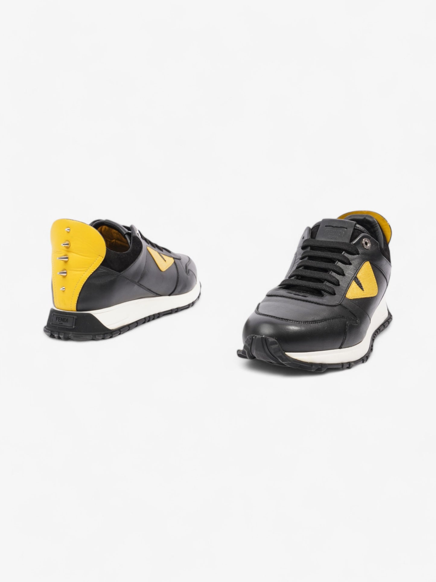 Fendi Monster Eyes Runner Black / Yellow / White Leather EU 42 UK 8