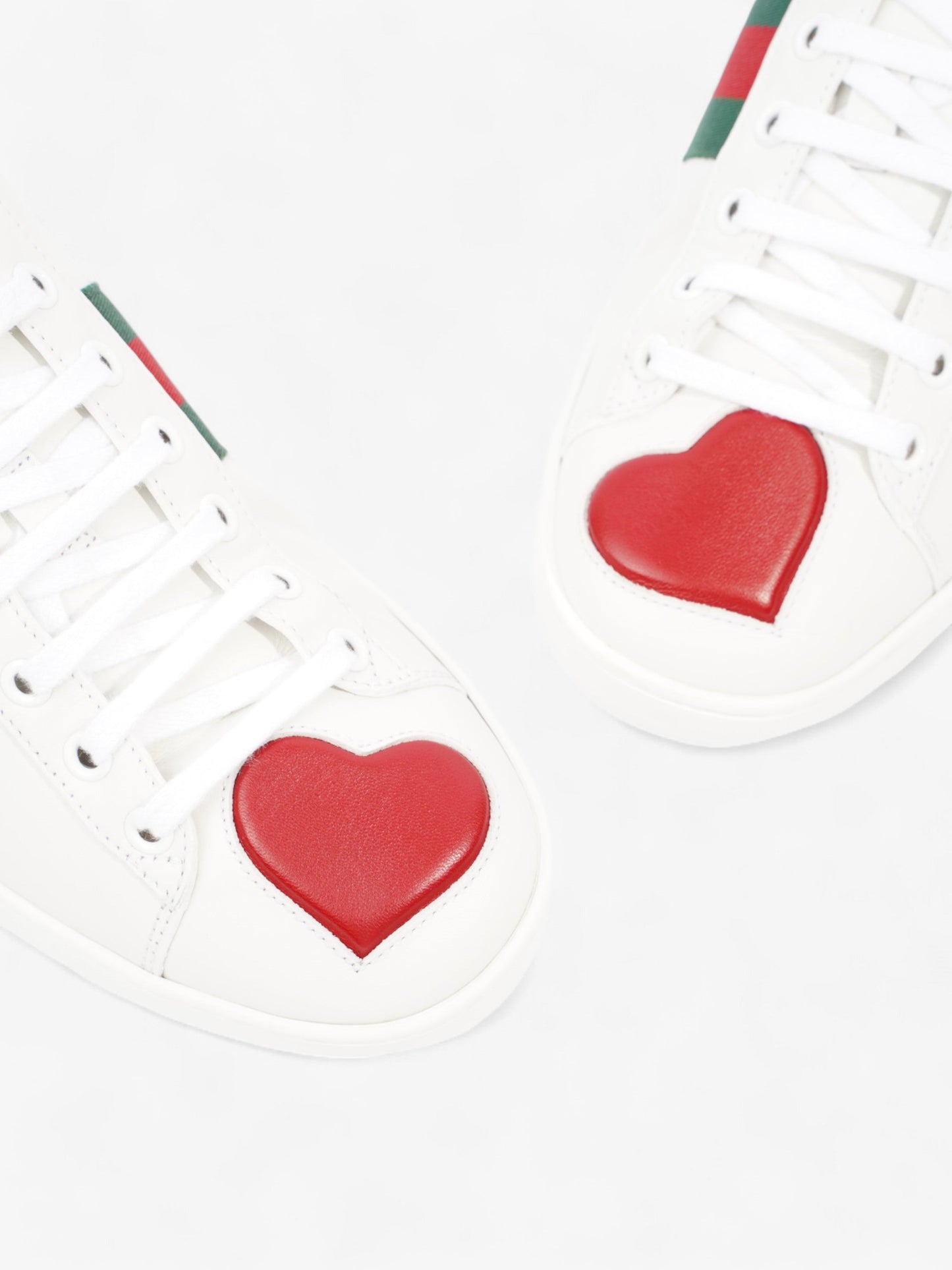 Gucci Ace Sneakers with Hearts White / Red / Green Leather EU 38.5 UK 5.5
