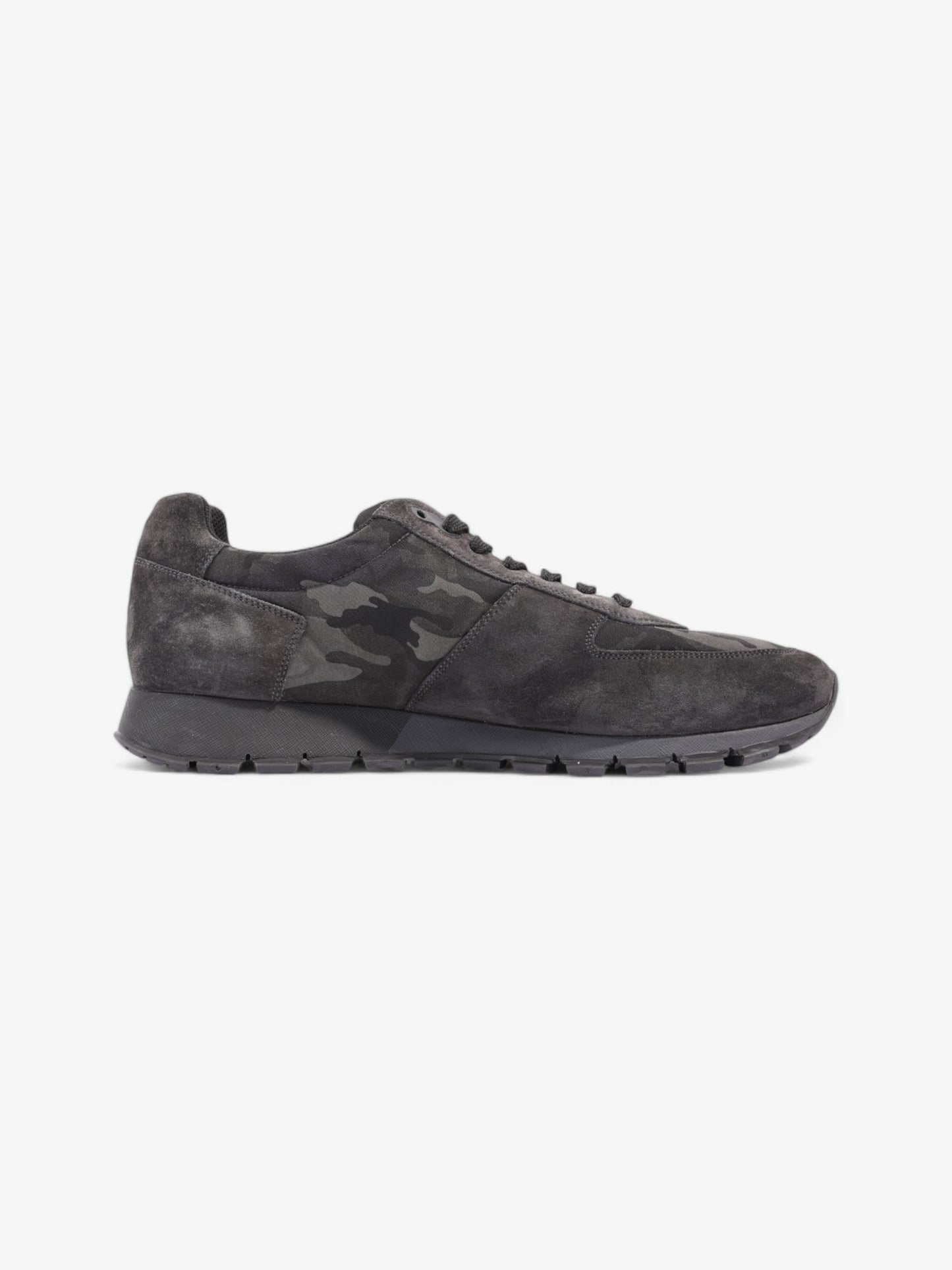 Prada Camo Sneakers Black / Grey / Khaki Suede EU 45 UK 11