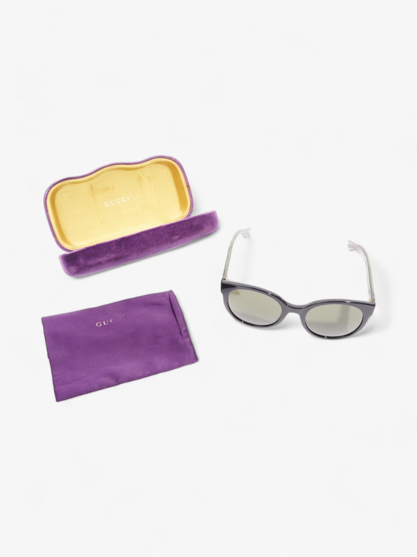 Gucci Round Sunglasses Black / Green / Red Acetate 140mm