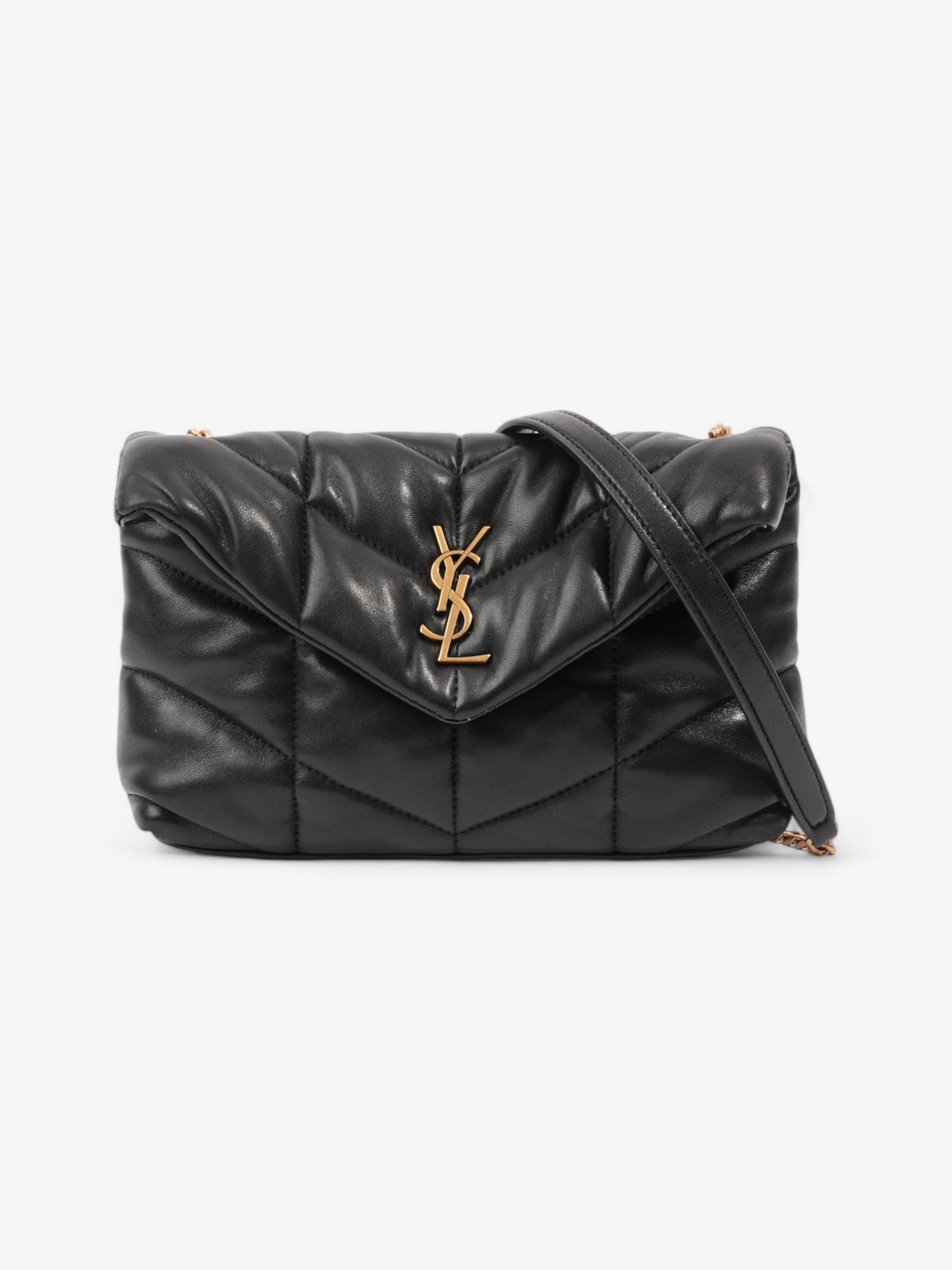 Saint Laurent Lou Lou Puffer Black Calfskin Leather Small