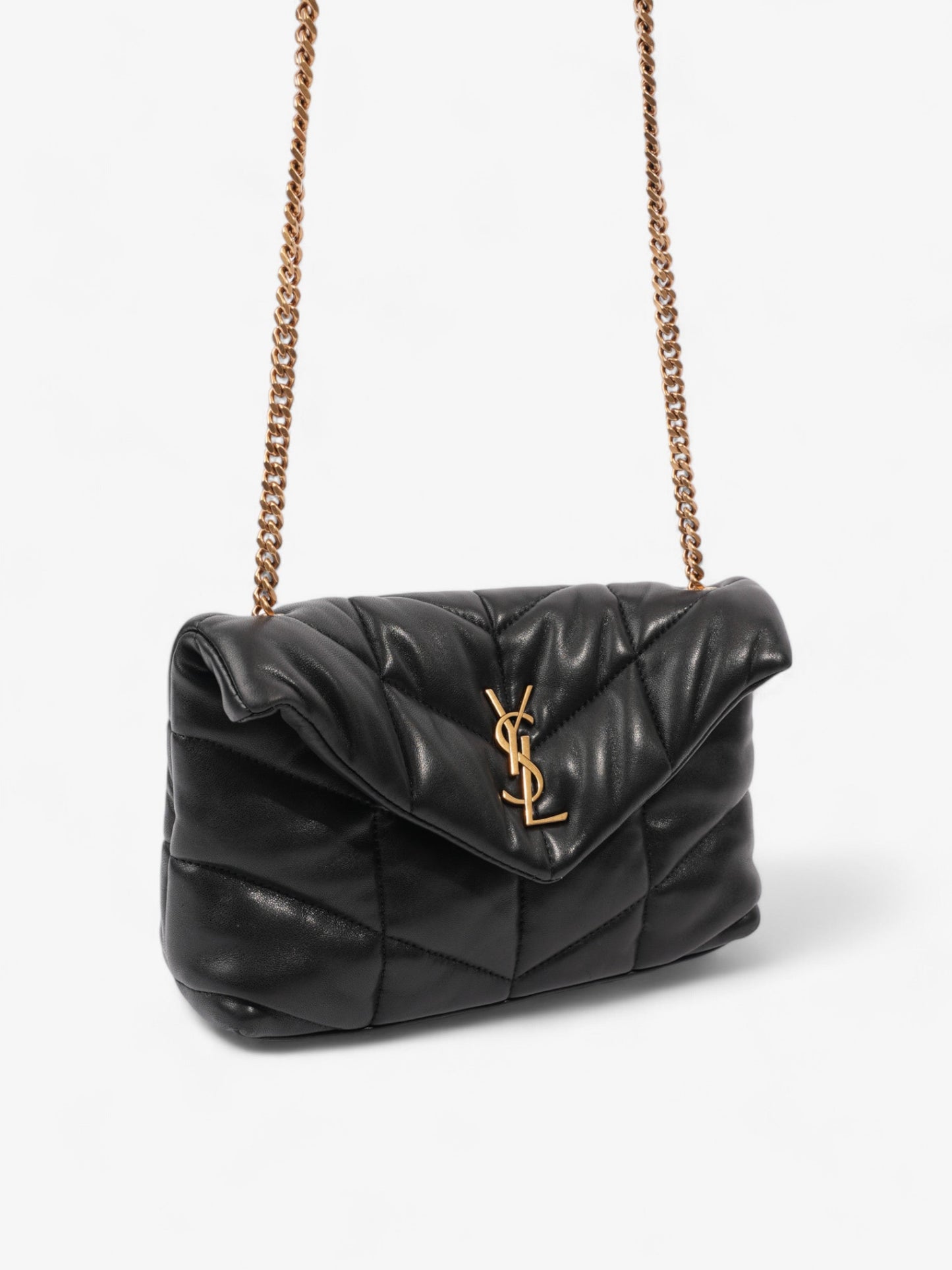 Saint Laurent Lou Lou Puffer Black Calfskin Leather Small