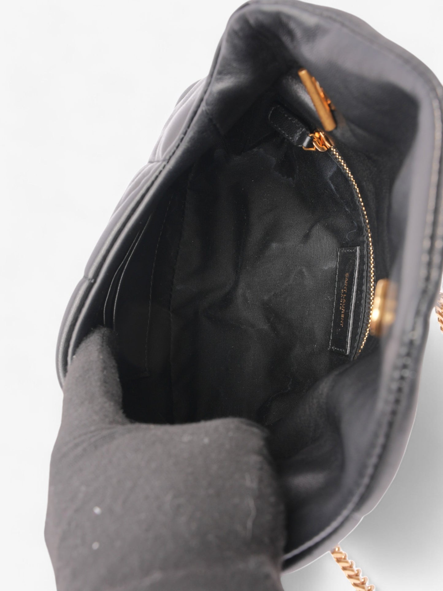 Saint Laurent Lou Lou Puffer Black Calfskin Leather Small