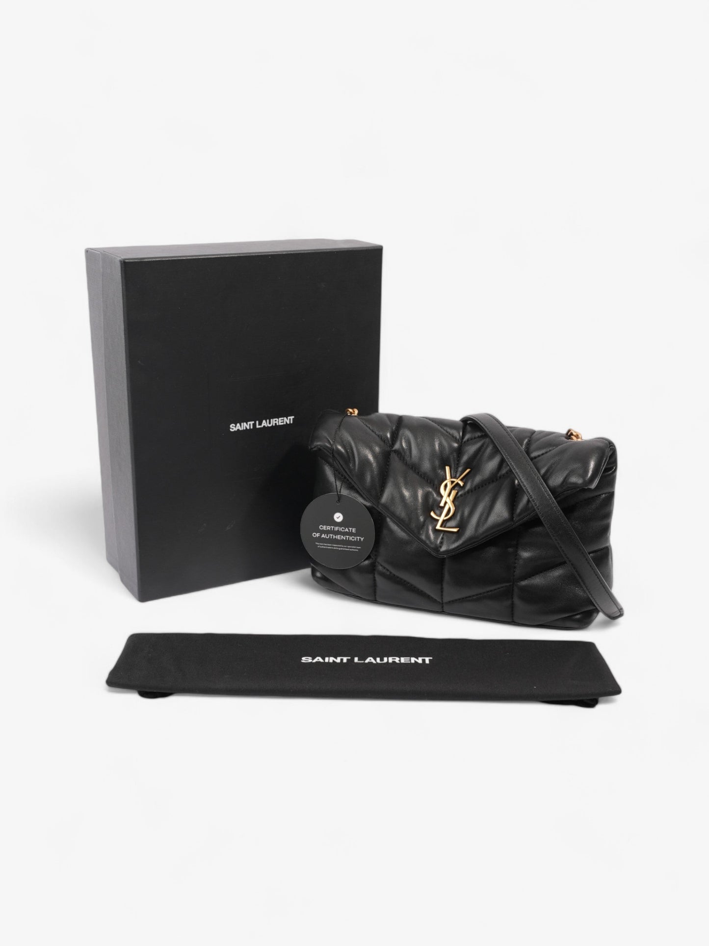 Saint Laurent Lou Lou Puffer Black Calfskin Leather Small