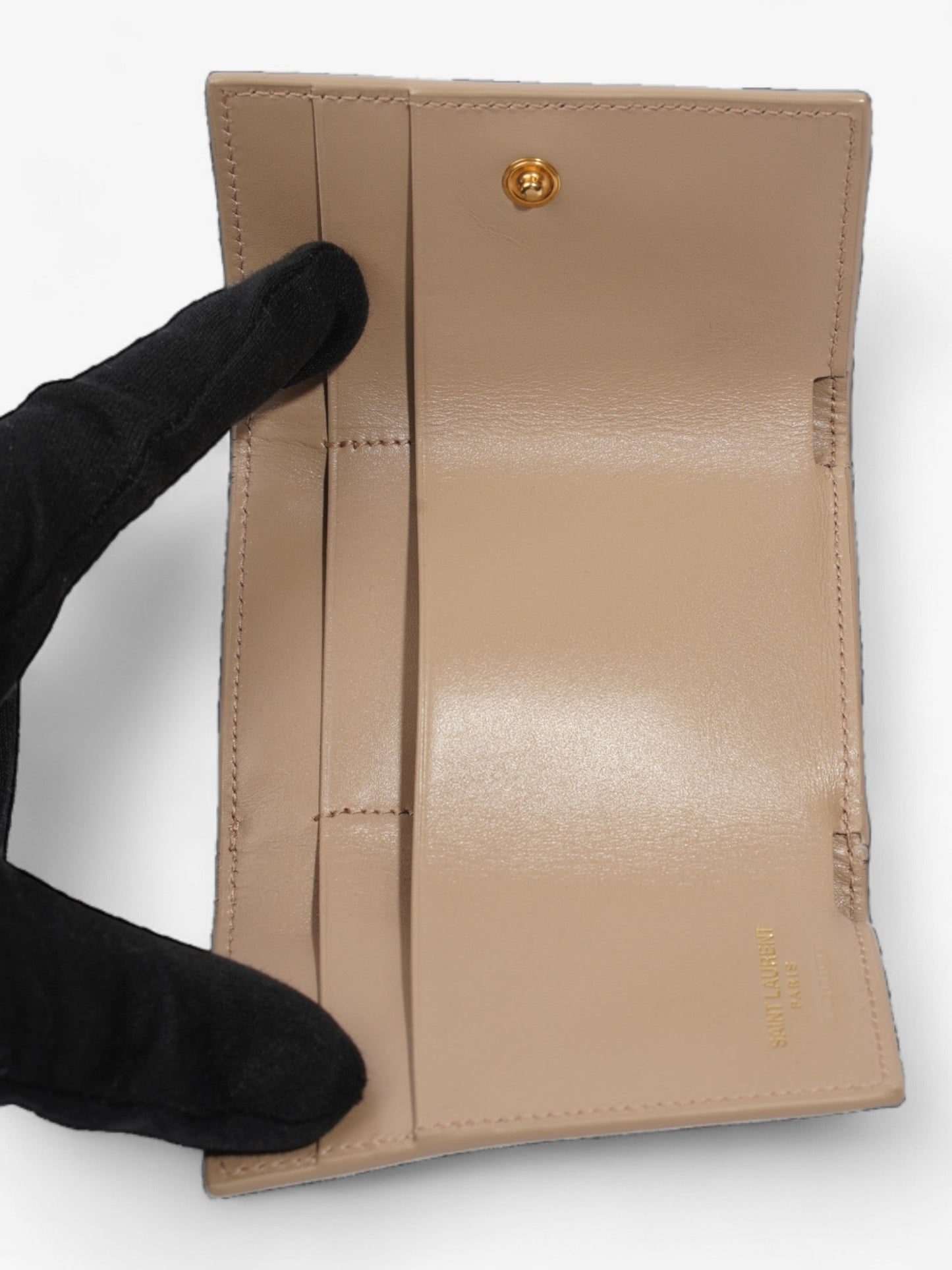 Saint Laurent Rider Wallet Beige Leather