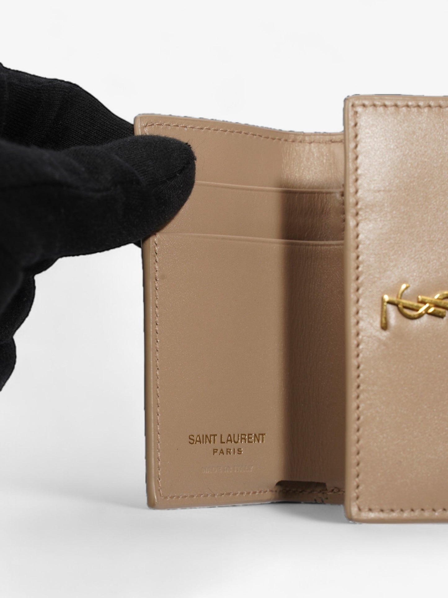 Saint Laurent Rider Wallet Beige Leather
