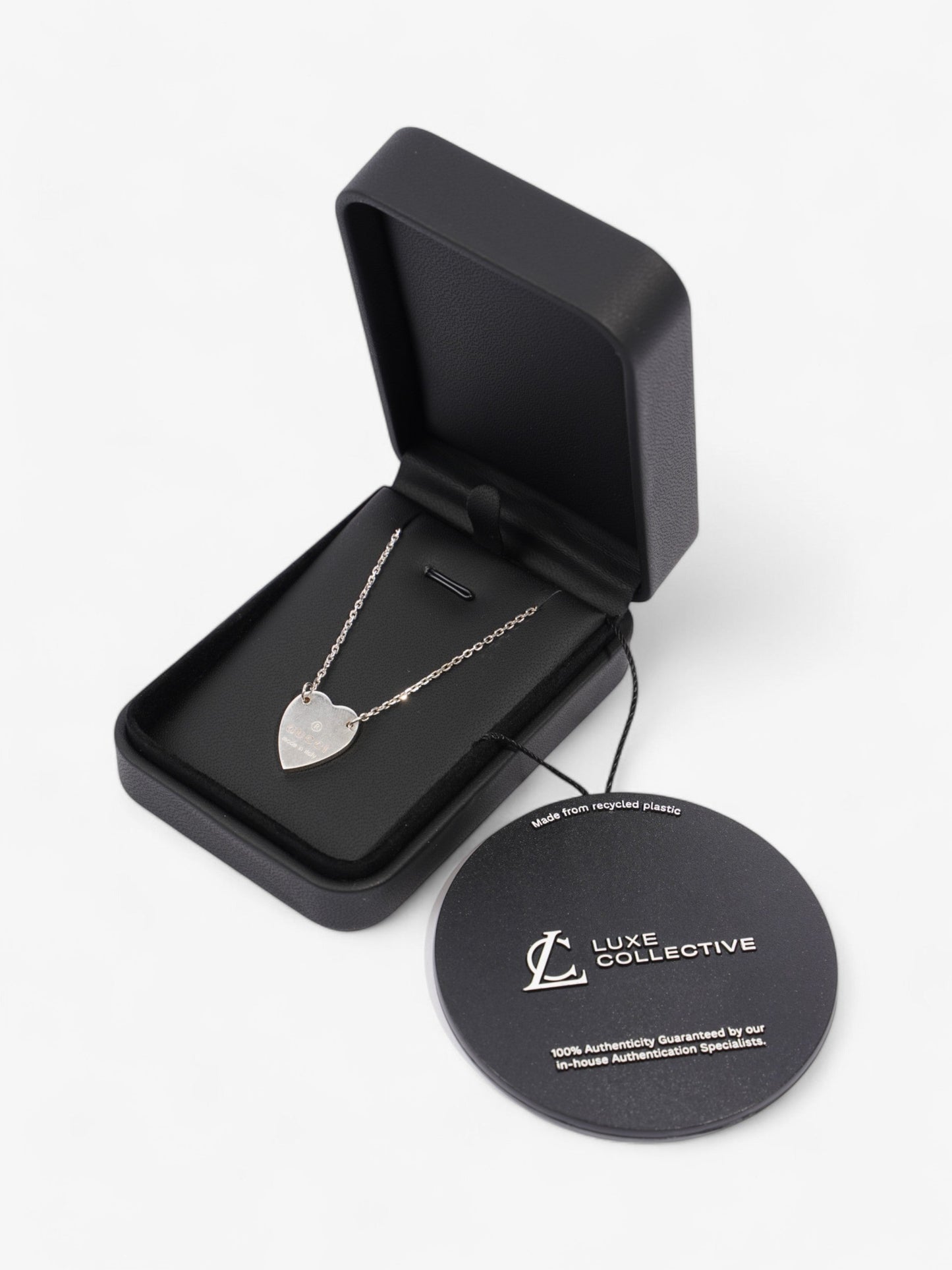 Gucci Trademark Heart Necklace Silver Silver Sterling